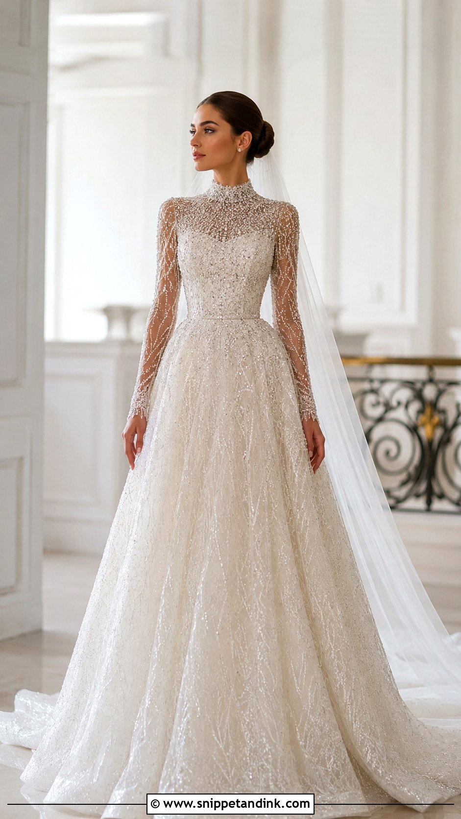 High Neck Sparkle Princess Wedding Dress - Snippet and Ink - 30 Princess Wedding Dresses Sparkle