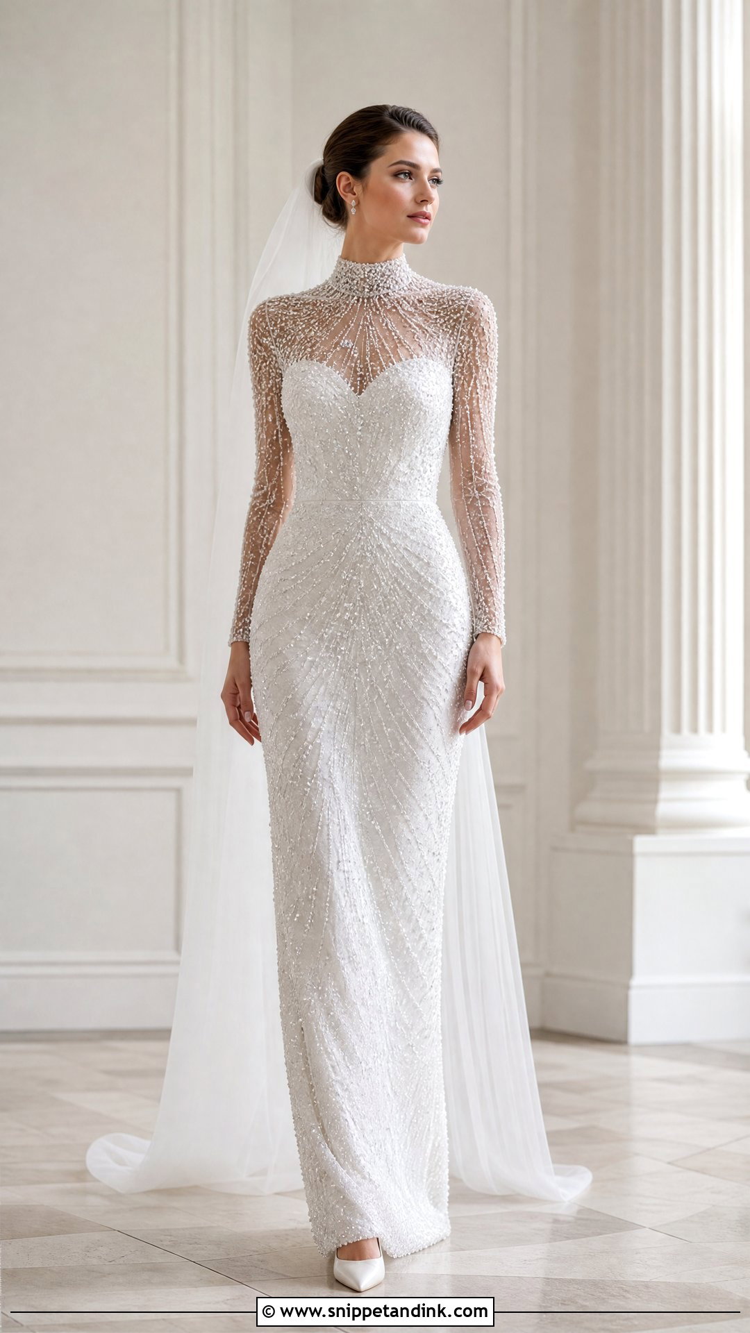 High Neck Sparkle Wedding Dress - Snippet and Ink - 20 Sparkle Wedding Dresses