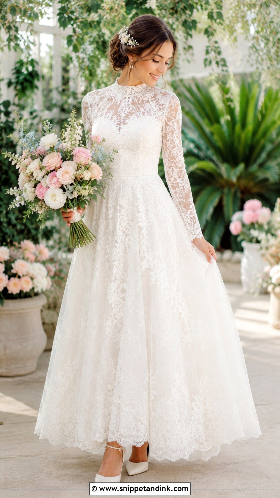 High Neck Spring Wedding Dress With Sleeves - Snippet and Ink - 25 High Neck Wedding Dress with Sleeves