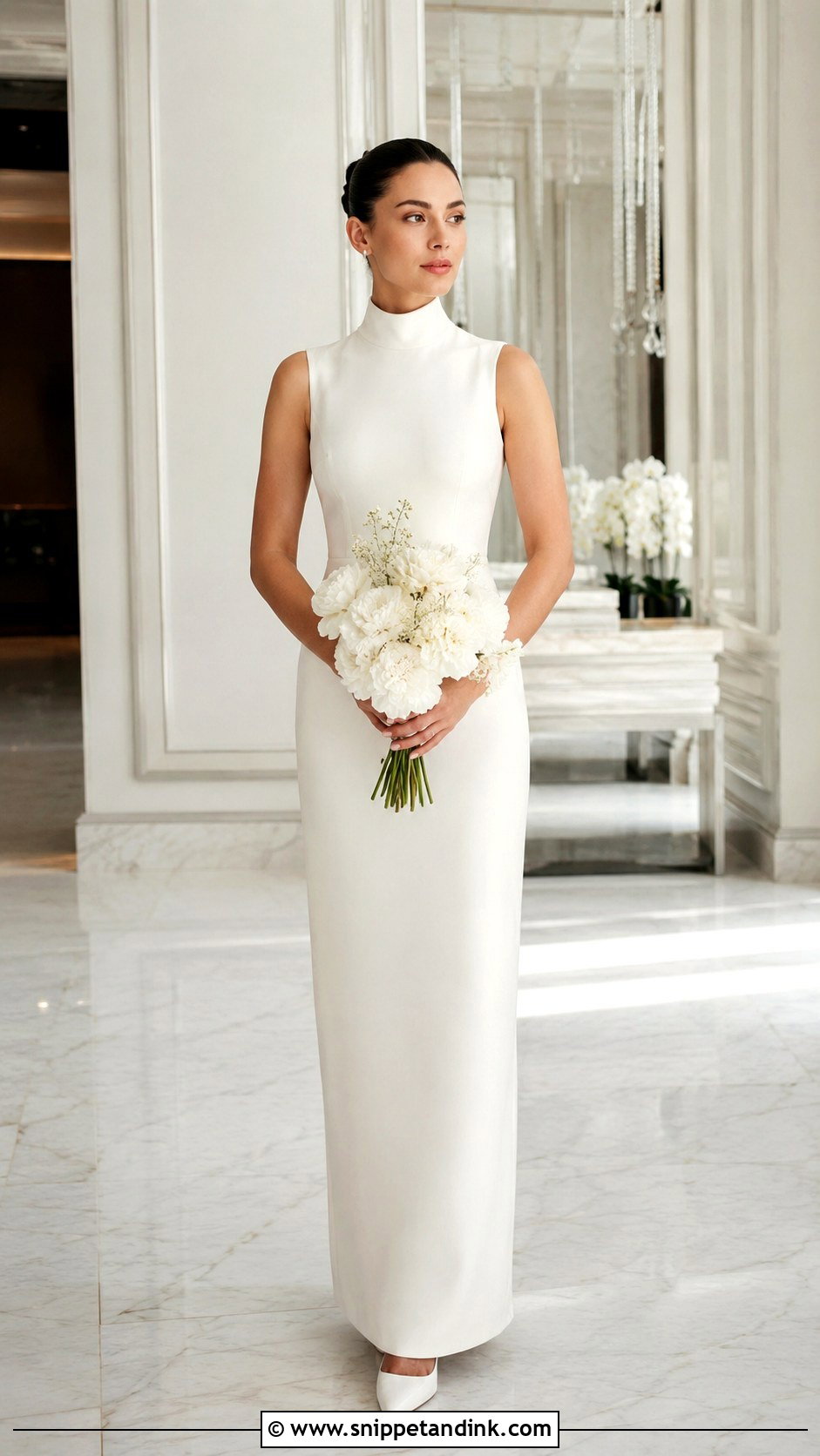 High Neck Straight Wedding Dress - Snippet and Ink - 25 Straight Wedding Dress Ideas