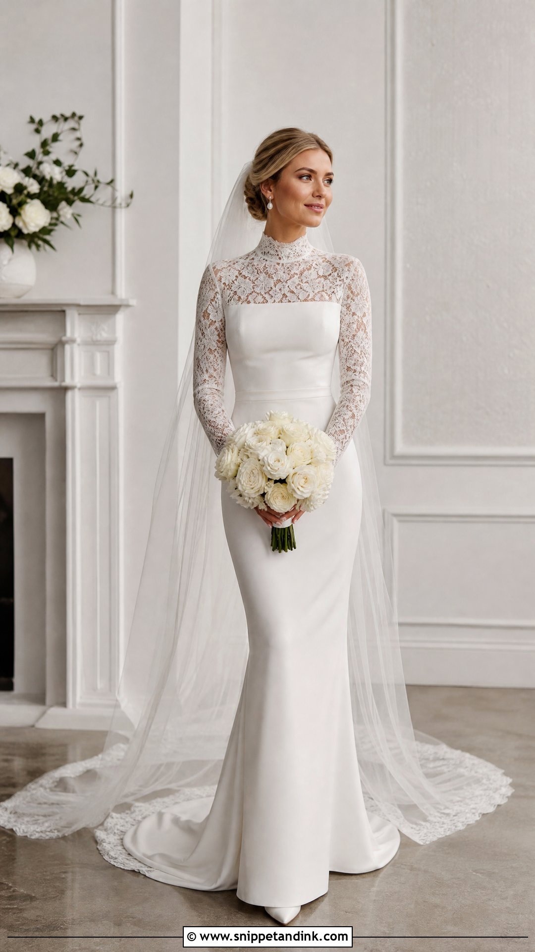 High Neck Straight Wedding Gown - Snippet and Ink - 20 Straight Wedding Gown Ideas