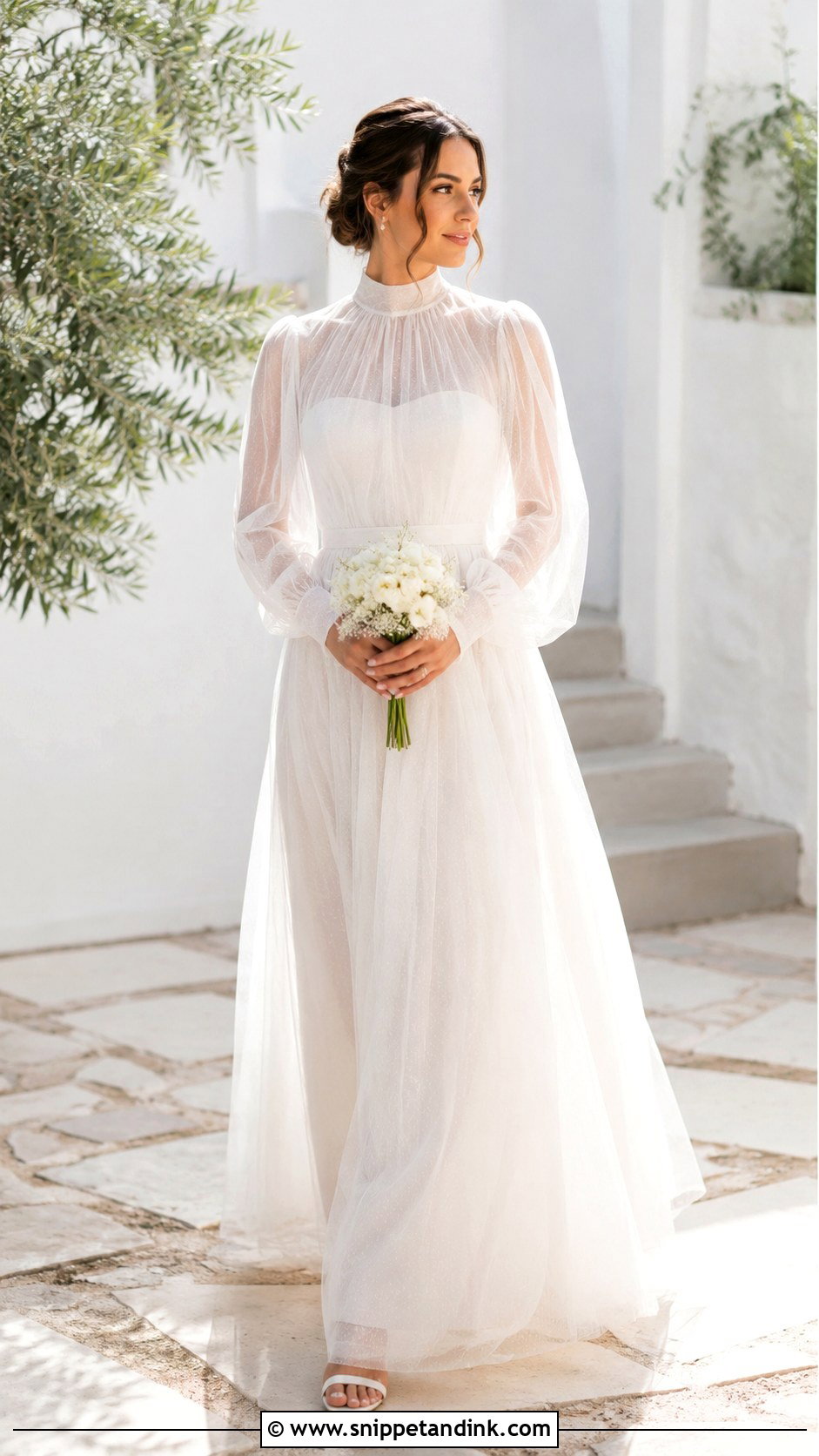 High Neck Summer Wedding Dress With Sleeves - Snippet and Ink - 25 High Neck Wedding Dress with Sleeves