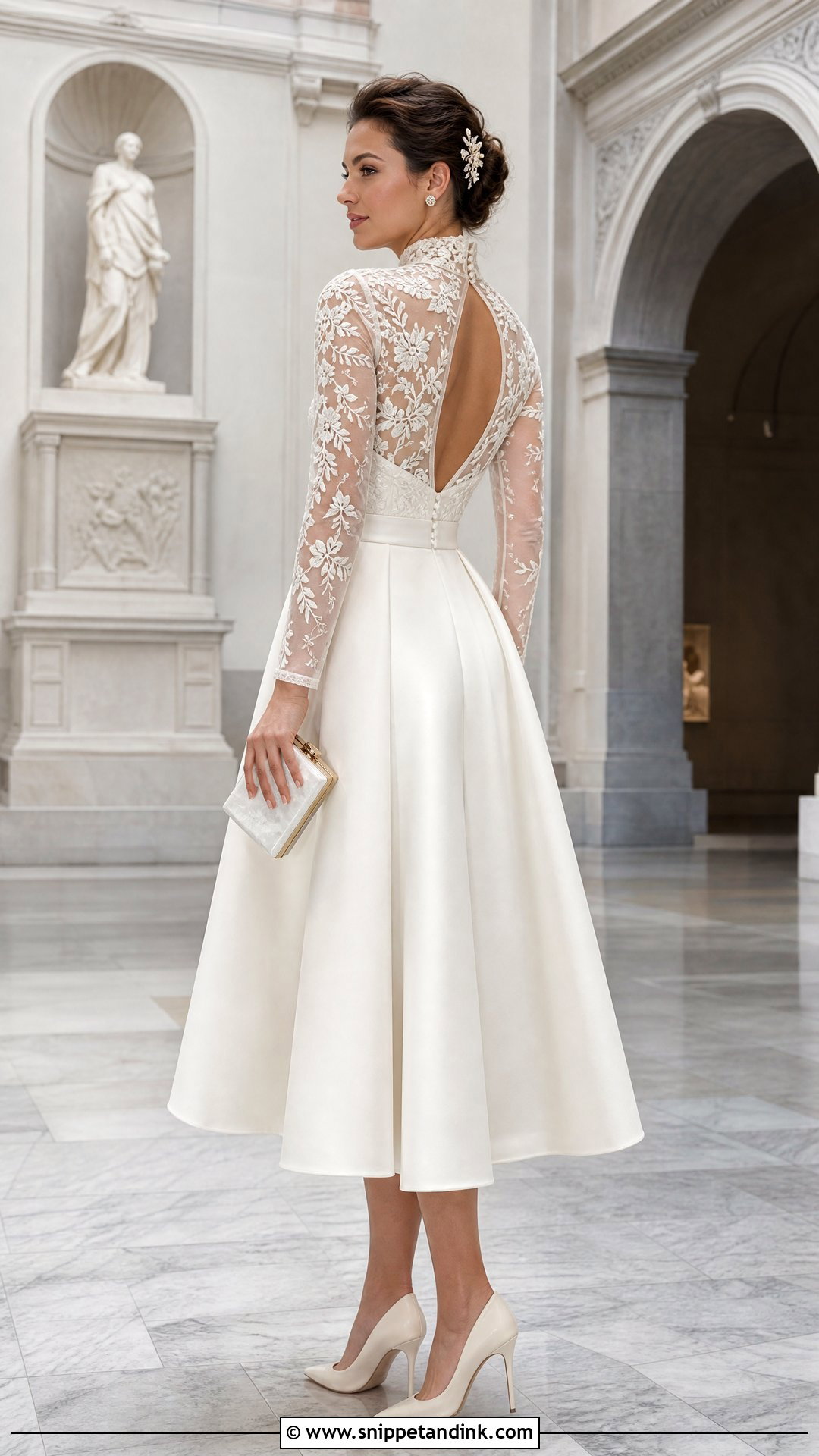 High Neck Tea Length Bridal Dress - Snippet and Ink - 20 Tea Length Bridal Dresses