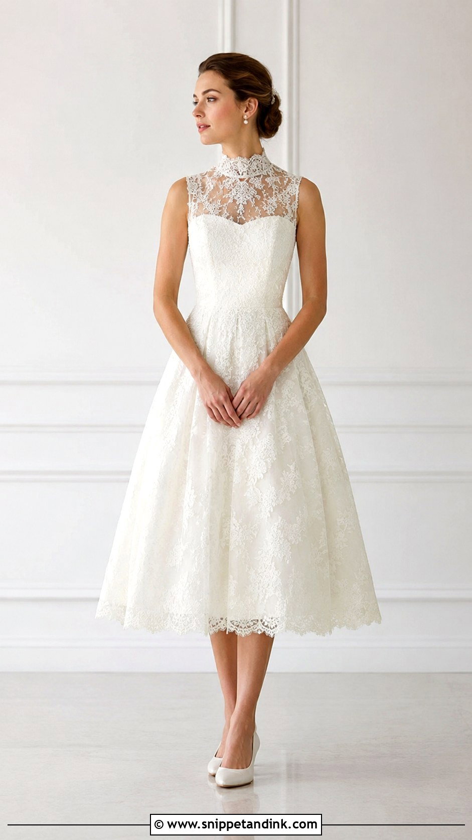 High Neck Tea Length Wedding Dress - Snippet and Ink - 25 Tea Length Wedding Dress Vintage Ideas