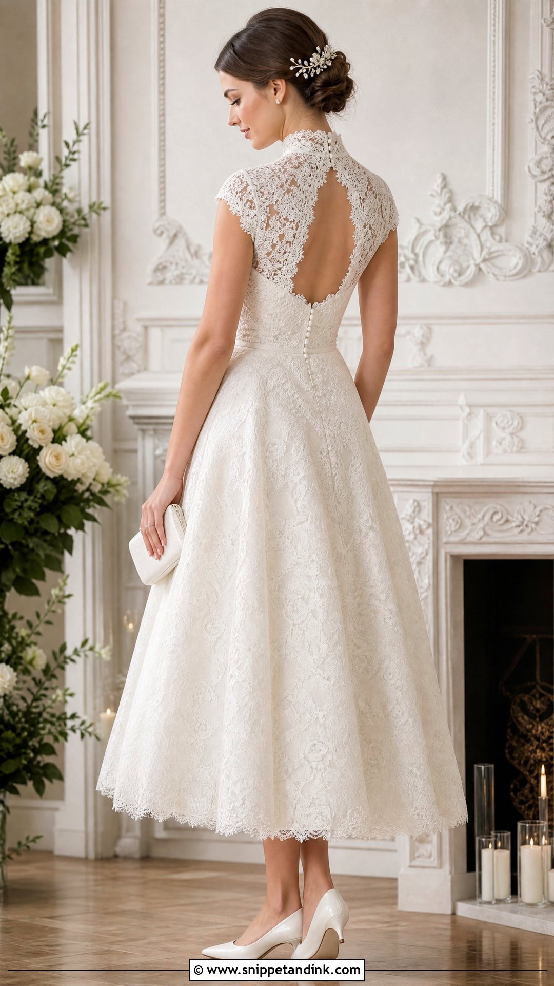 High Neck Tea Length Wedding Dress - Snippet and Ink - 20 Tea Length Wedding Dresses