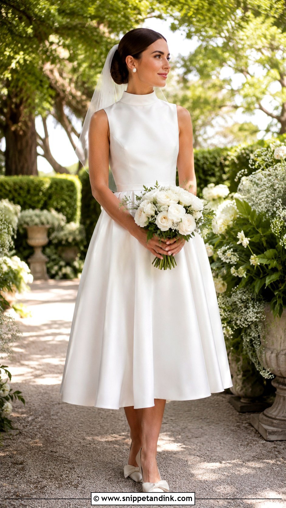 High Neck Tea Length Wedding Dress - Snippet and Ink - 25 High Neckline Wedding Dress Ideas