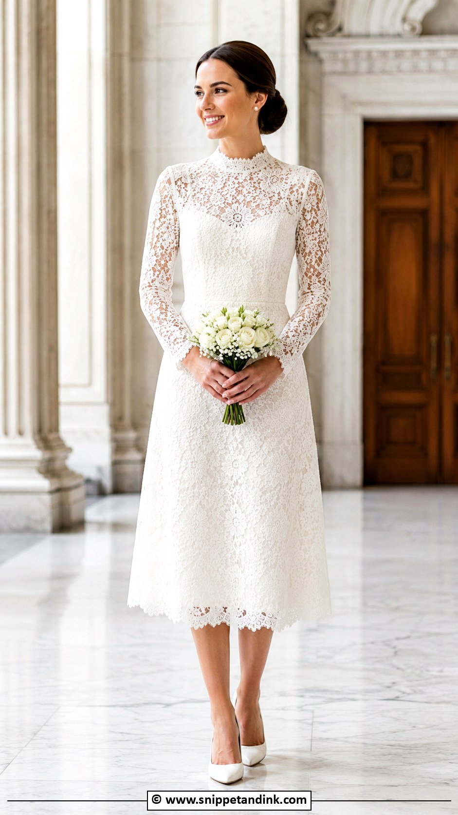High Neck Tea Length Wedding Dress - Snippet and Ink - 30 Tea Length Wedding Dress Ideas