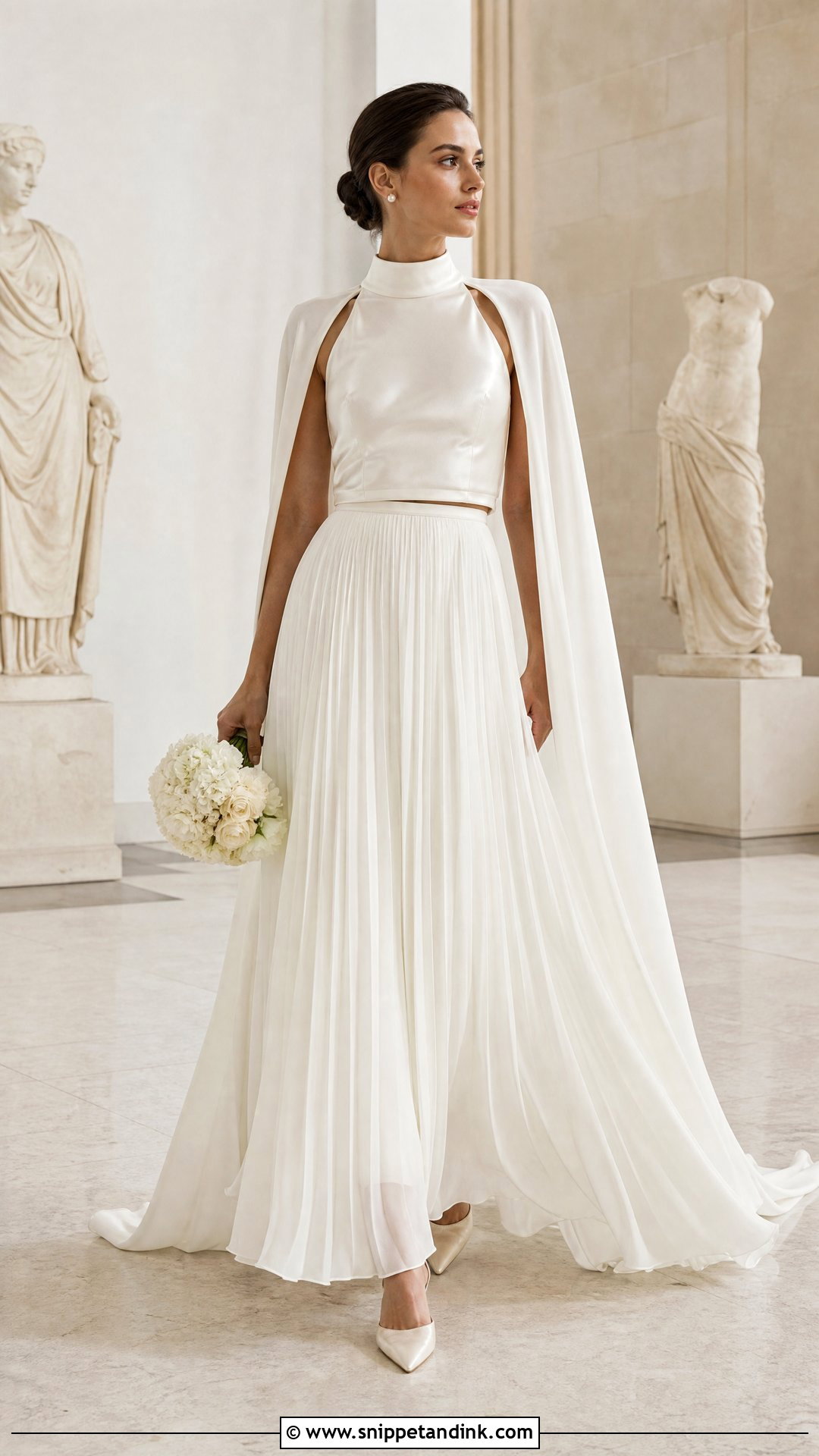 High Neck Top And Pleated Skirt Wedding Dress Separates - Snippet and Ink - 20 Wedding Dress Separates Ideas