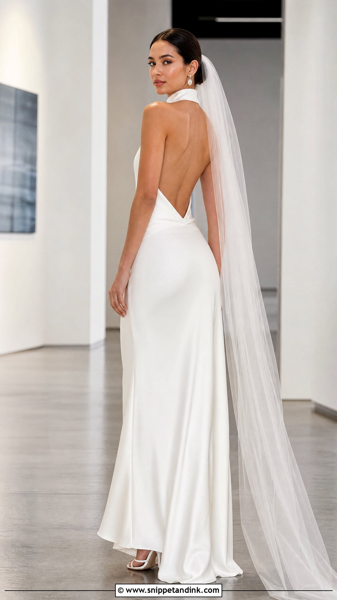 High Neck Top And Silk Skirt Bridal Set - Snippet and Ink - 25 Bridal Two Piece Set Ideas