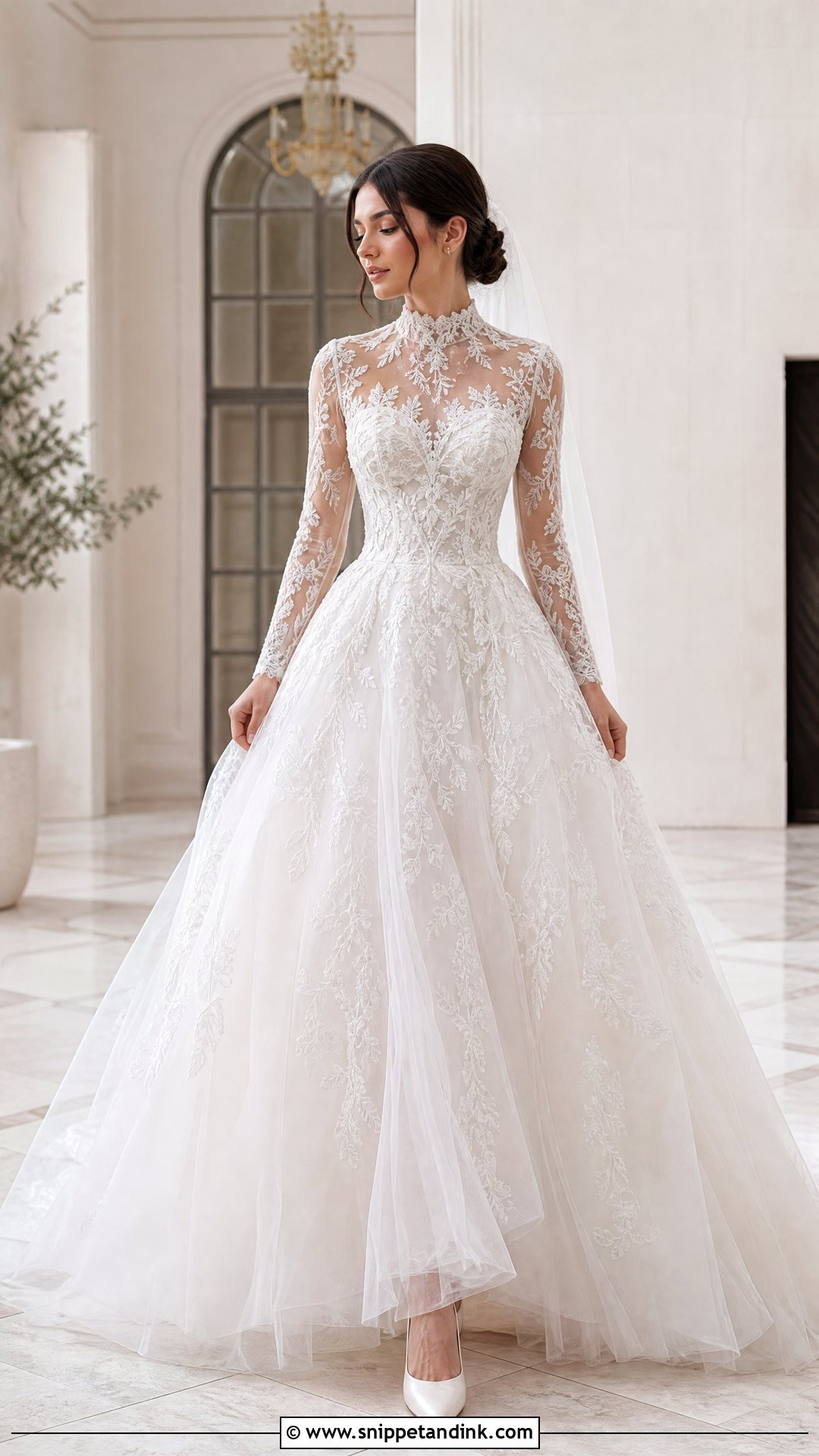 High Neck Tulle Ball Gown Wedding Dress - Snippet and Ink - 20 Tulle Ball Gown Wedding Dress Ideas