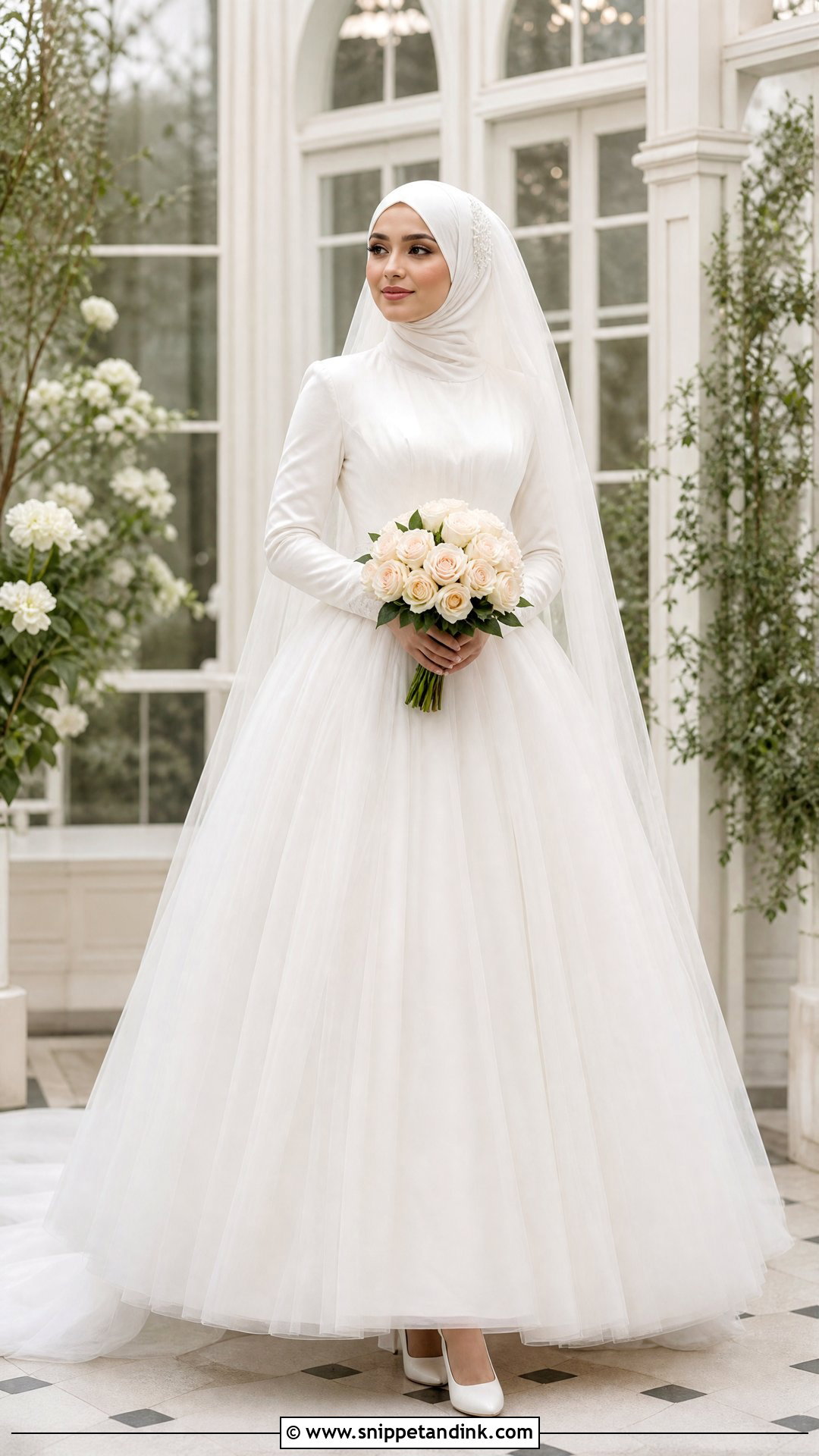 High Neck Tulle Islamic Bridal Dress - Snippet and Ink - 25 Islamic Bridal Dress Ideas