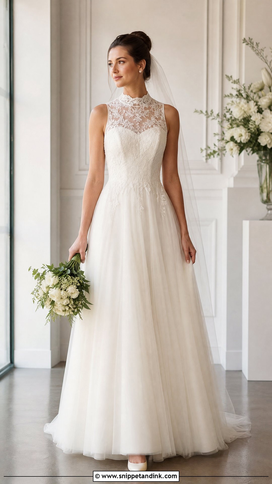 High Neck Tulle Skirt Wedding Dress - Snippet and Ink - 20 Tulle Skirt Wedding Dress Ideas