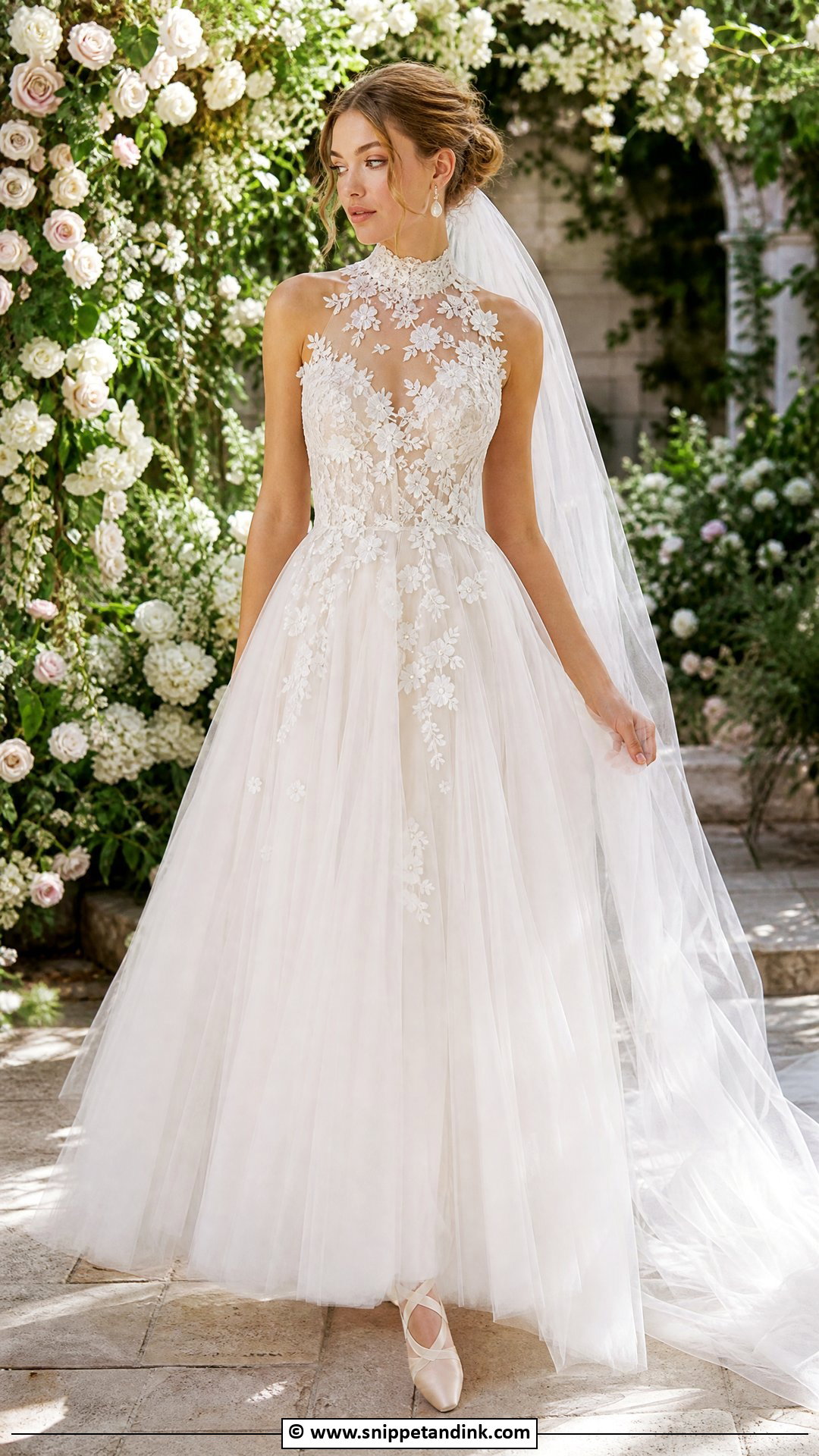 High Neck Tulle Wedding Dress - Snippet and Ink - 35 High Neck Wedding Dress Ideas