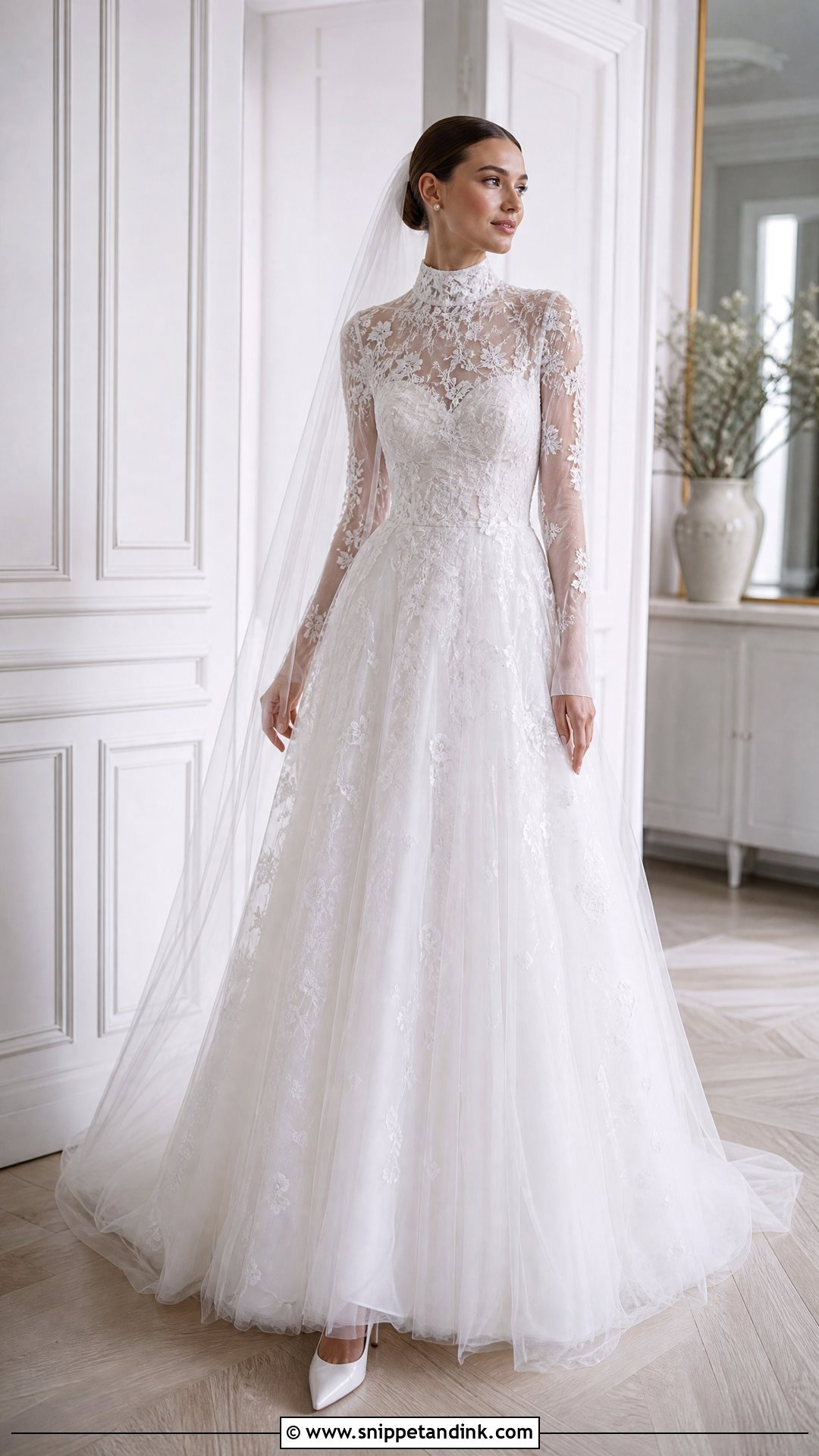 High Neck Tulle Wedding Dress - Snippet and Ink - 25 Floaty Wedding Dress Ideas