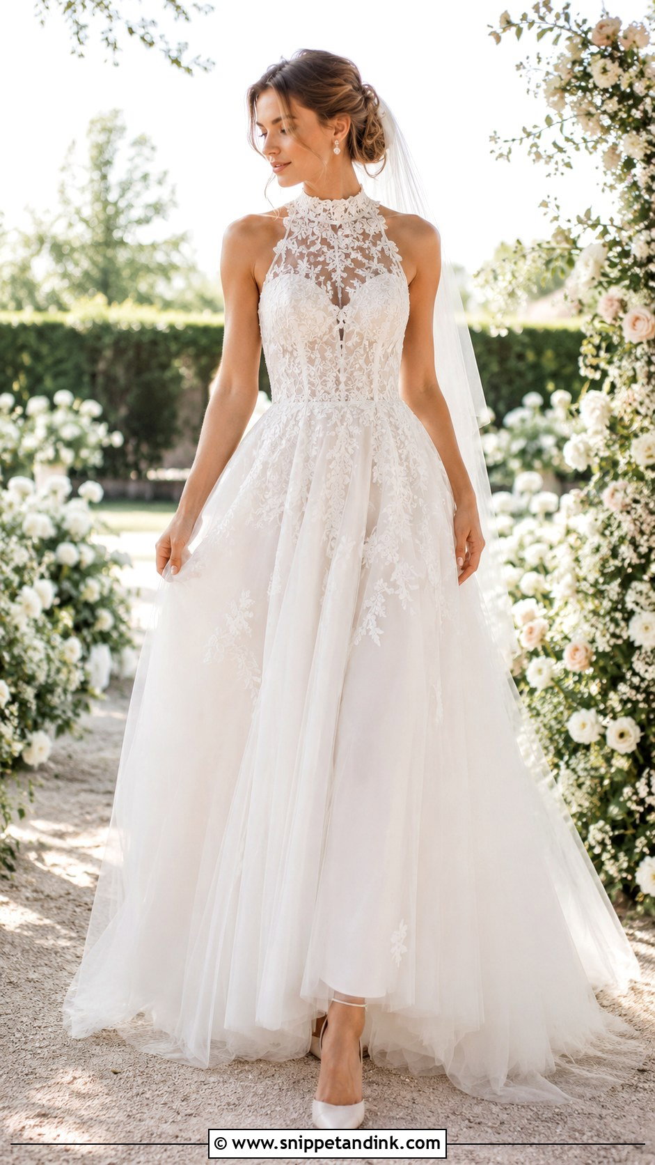 High Neck Tulle Wedding Dress - Snippet and Ink - 25 High Neck Wedding Dresses