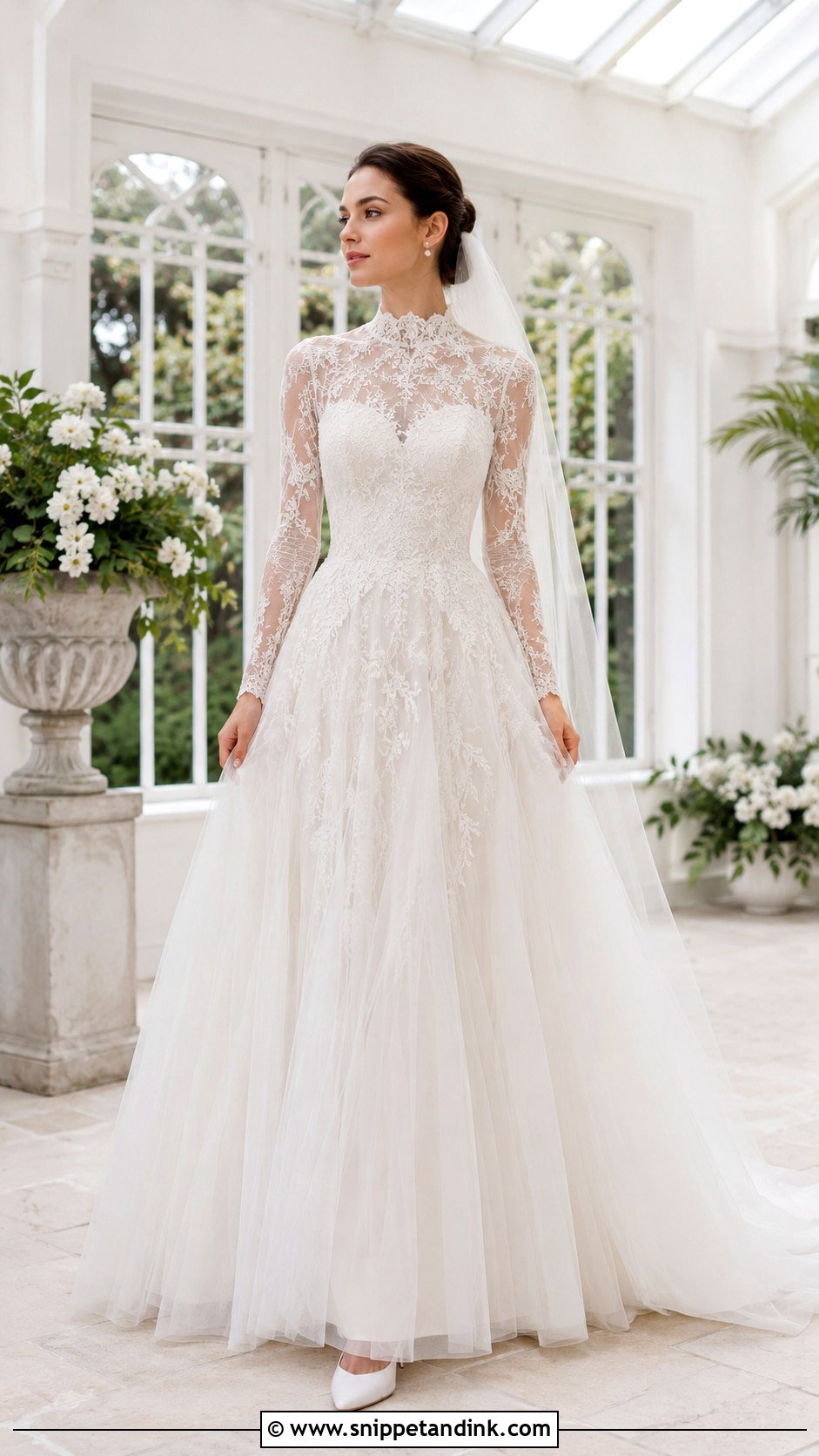 High Neck Tulle Wedding Dress - Snippet and Ink - 20 Fluffy Wedding Dresses