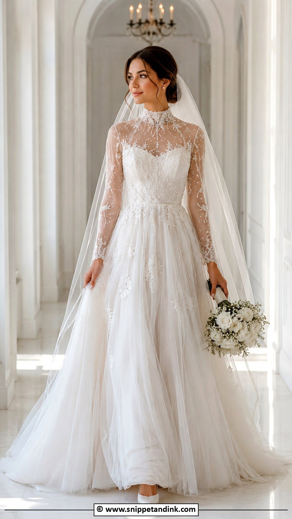 High Neck Tulle Wedding Dress - Snippet and Ink - 30 Tulle Wedding Dress Ideas