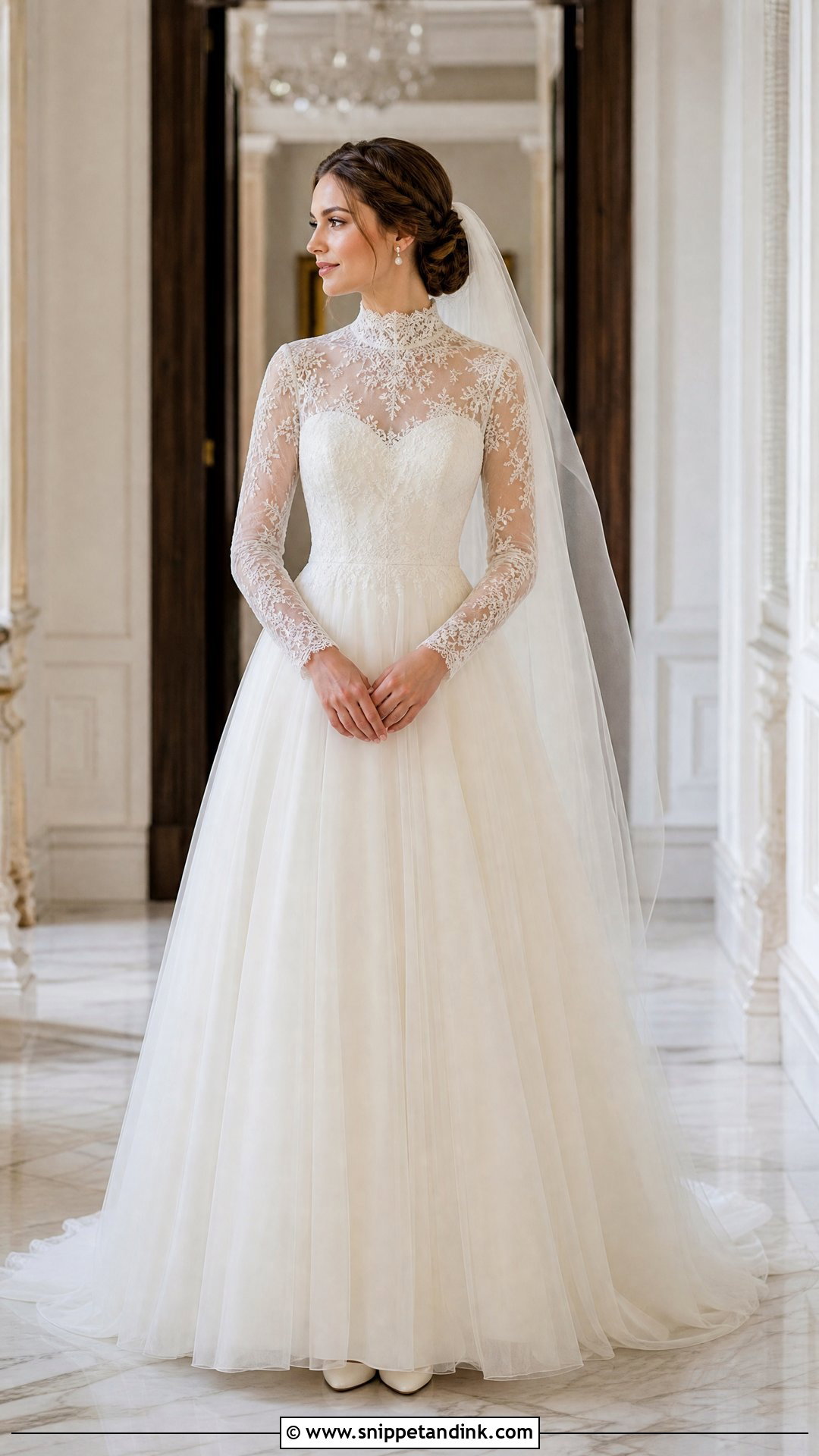 High Neck Tulle Wedding Gown - Snippet and Ink - 25 Tulle Wedding Gown Ideas