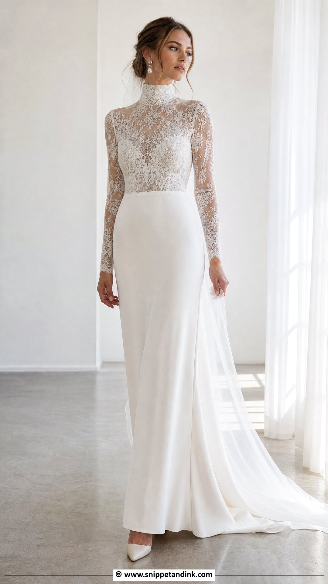 High Neck Turtleneck Wedding Dress - Snippet and Ink - 35 High Neck Wedding Dress Ideas