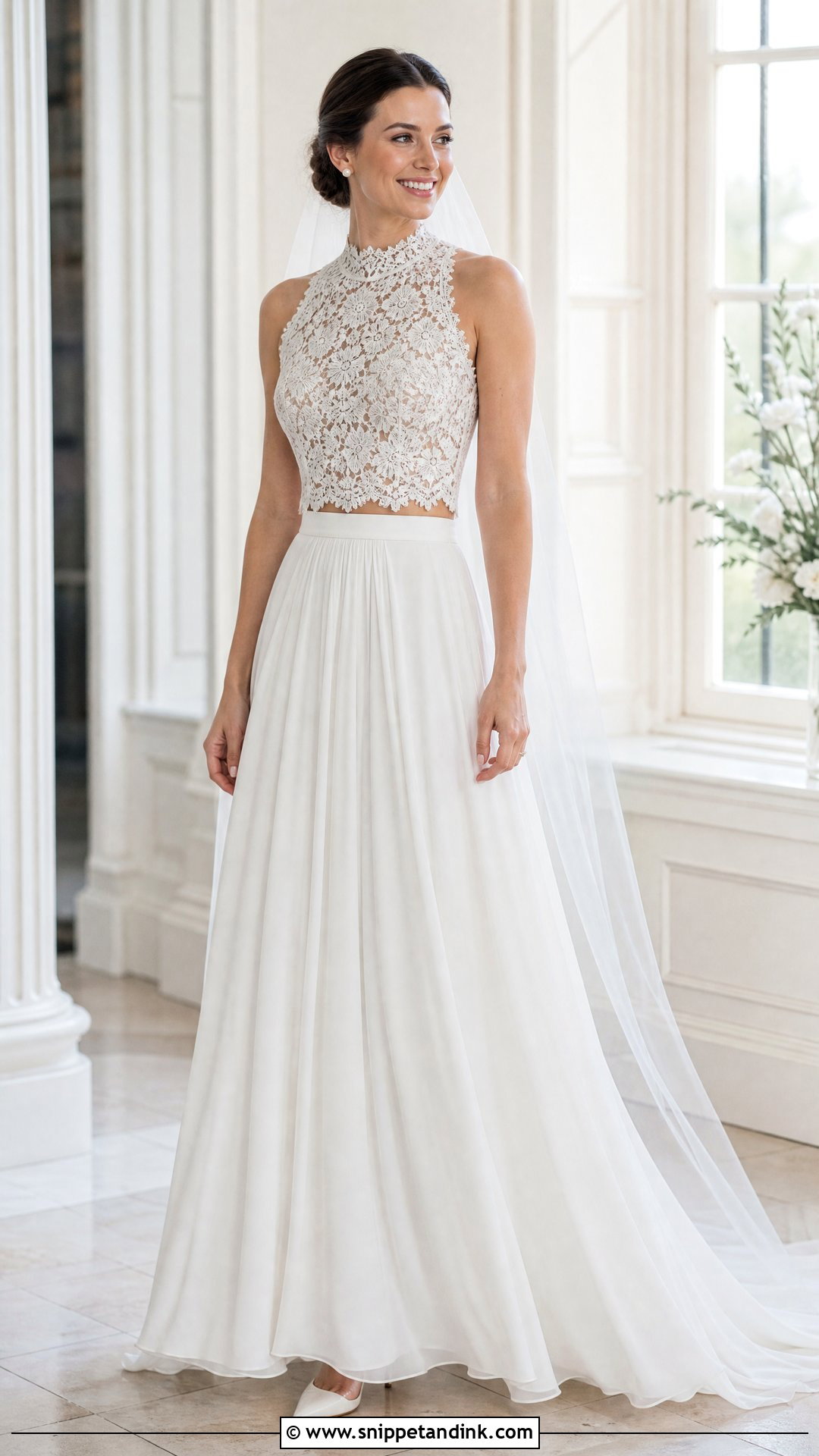High Neck Two Piece Wedding Dress - Snippet and Ink - 20 Two Part Wedding Dress Ideas