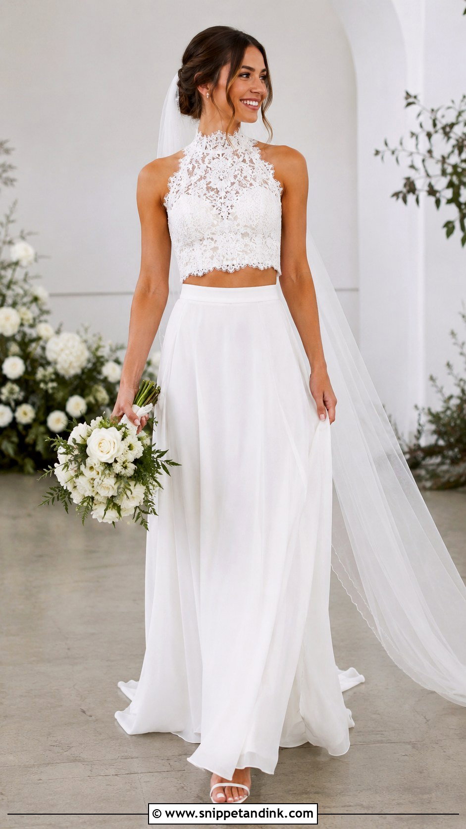 High Neck Two Piece Wedding Dress - Snippet and Ink - 25 High Neckline Wedding Dress Ideas