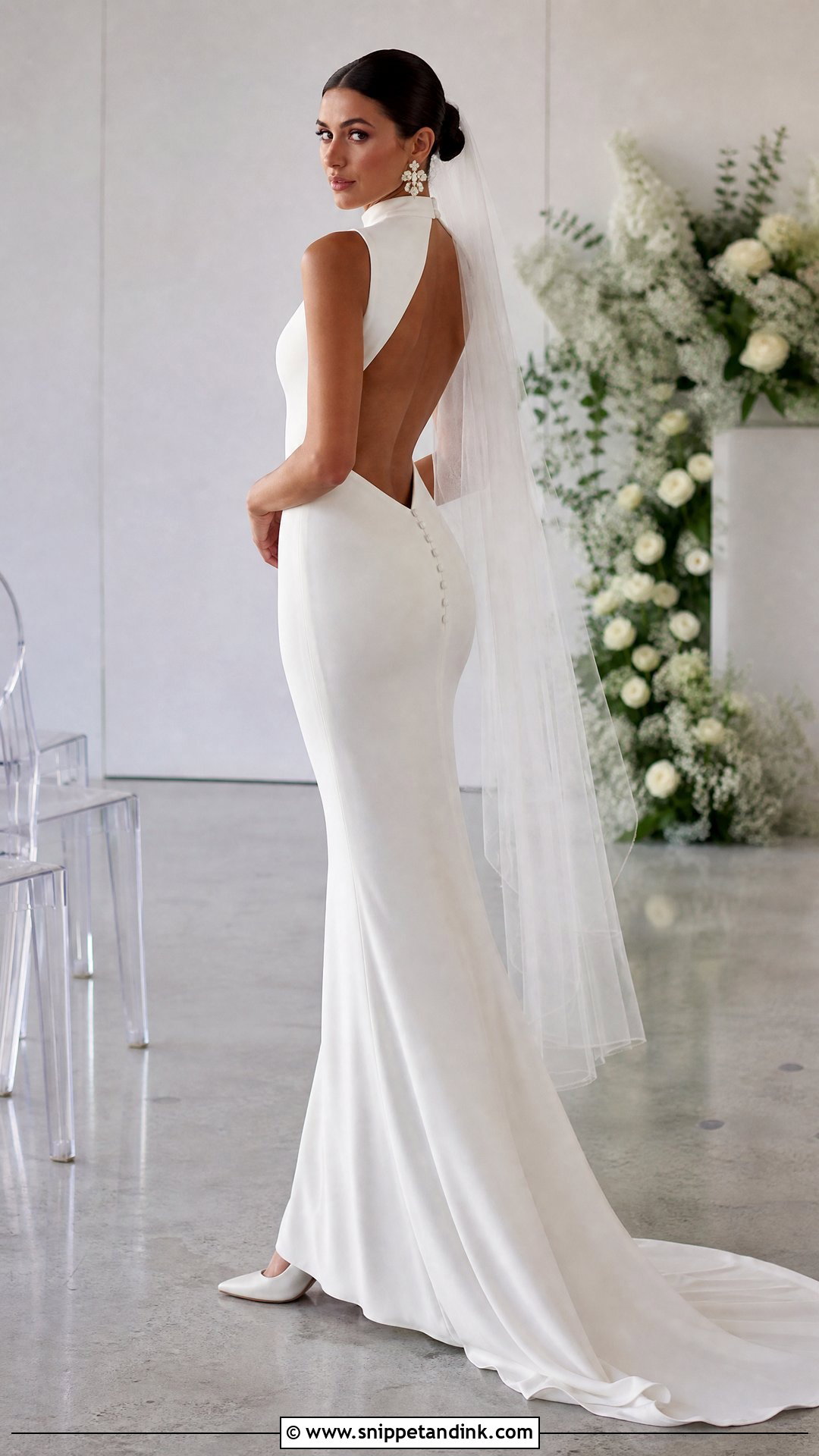 High Neck V Back Wedding Dress - Snippet and Ink - 20 V Back Wedding Dress Ideas