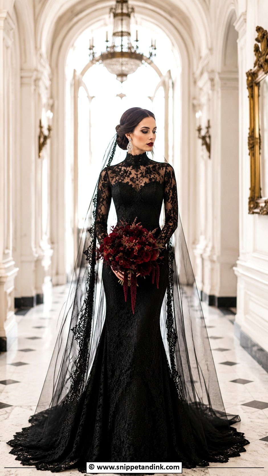 High Neck Vampire Wedding Dress - Snippet and Ink - 25 Vampire Wedding Dress Ideas