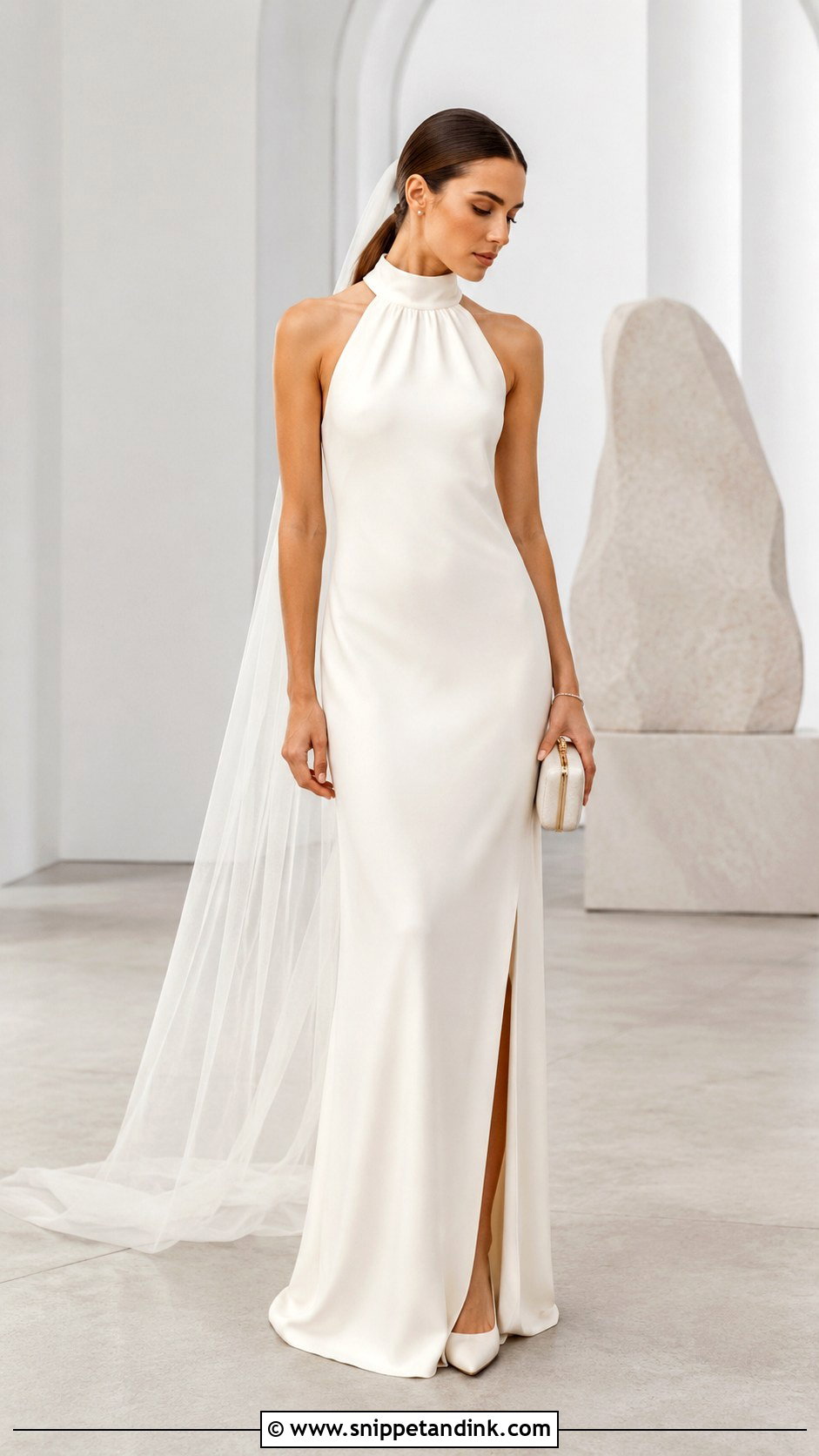 High Neck Victoria Beckham Wedding Dress - Snippet and Ink - 20 Victoria Beckham Wedding Dress Ideas