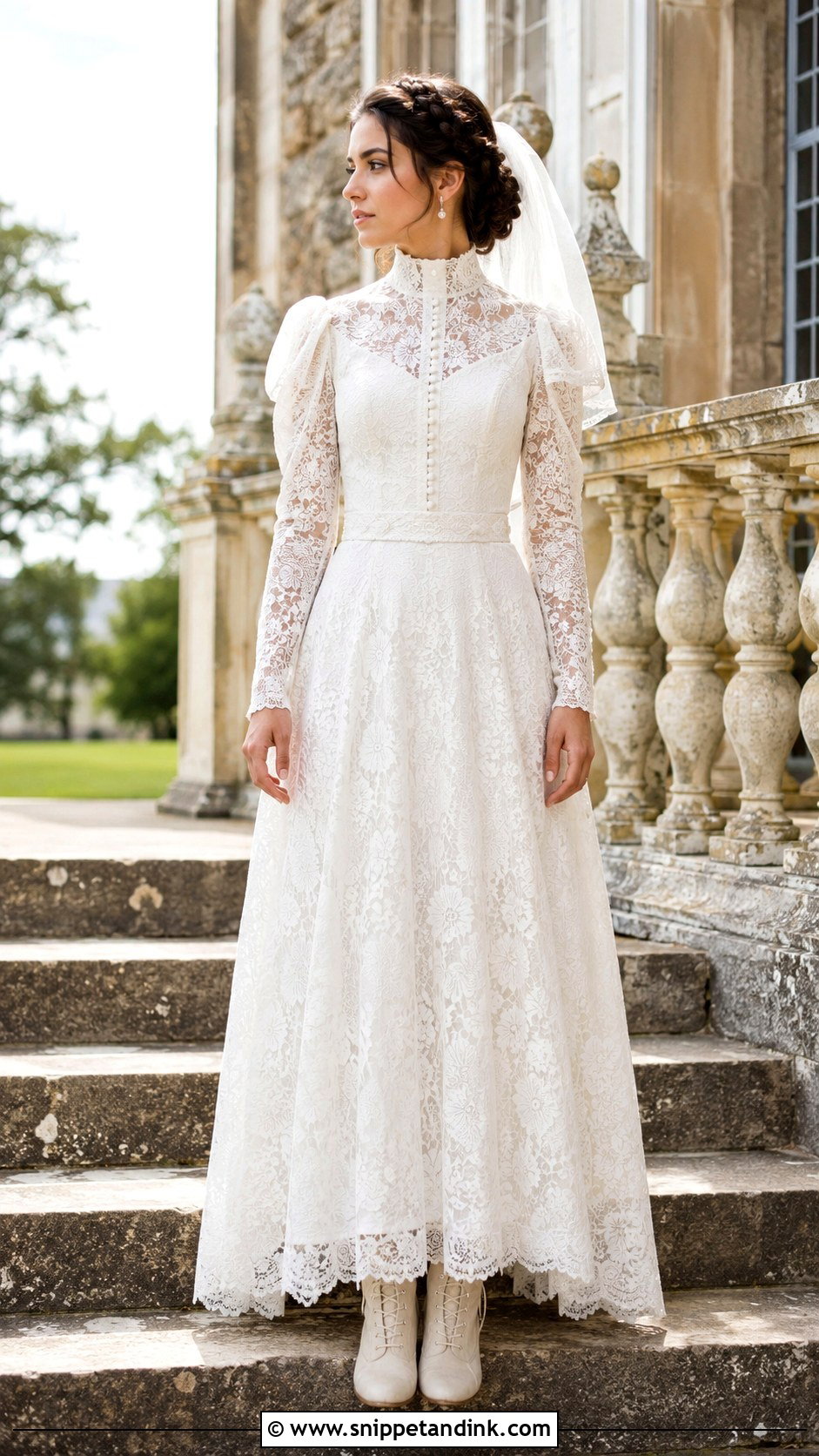High Neck Victorian Folk Wedding Dress - Snippet and Ink - 20 Folk Wedding Dress Ideas