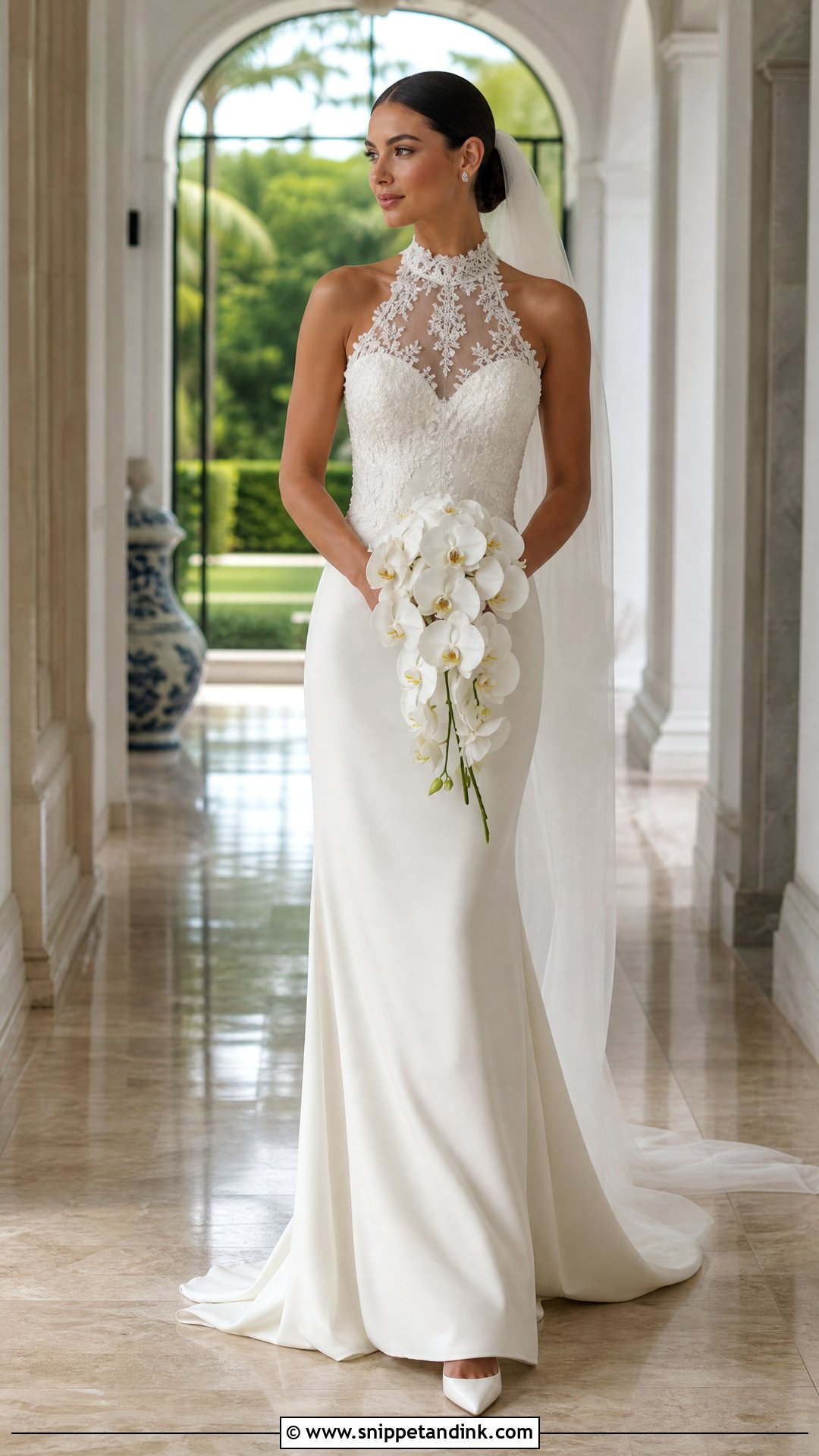 High Neck Vine Lace Wedding Dress - Snippet and Ink - 20 Wedding Dress with Vines Ideas