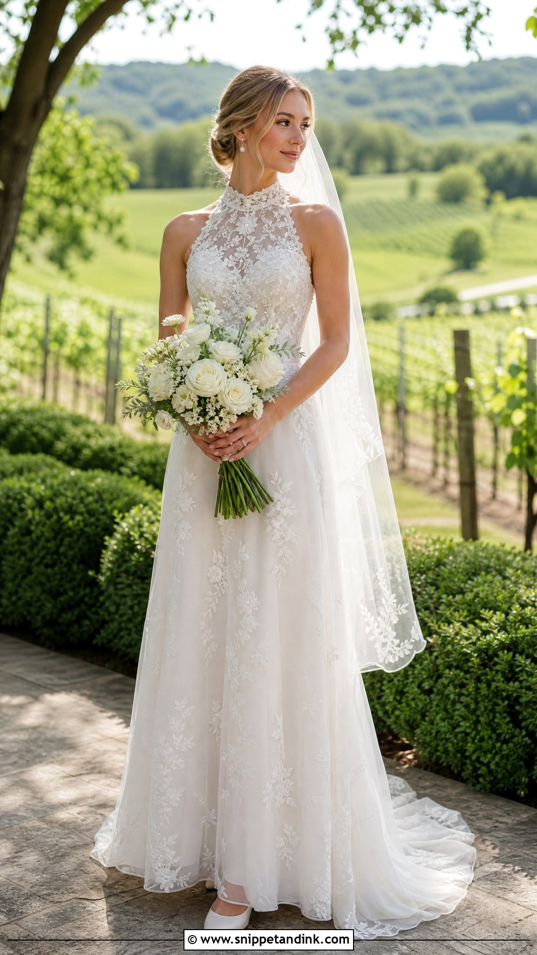High Neck Vineyard Wedding Dress - Snippet and Ink - 20 Vineyard Wedding Dress Ideas