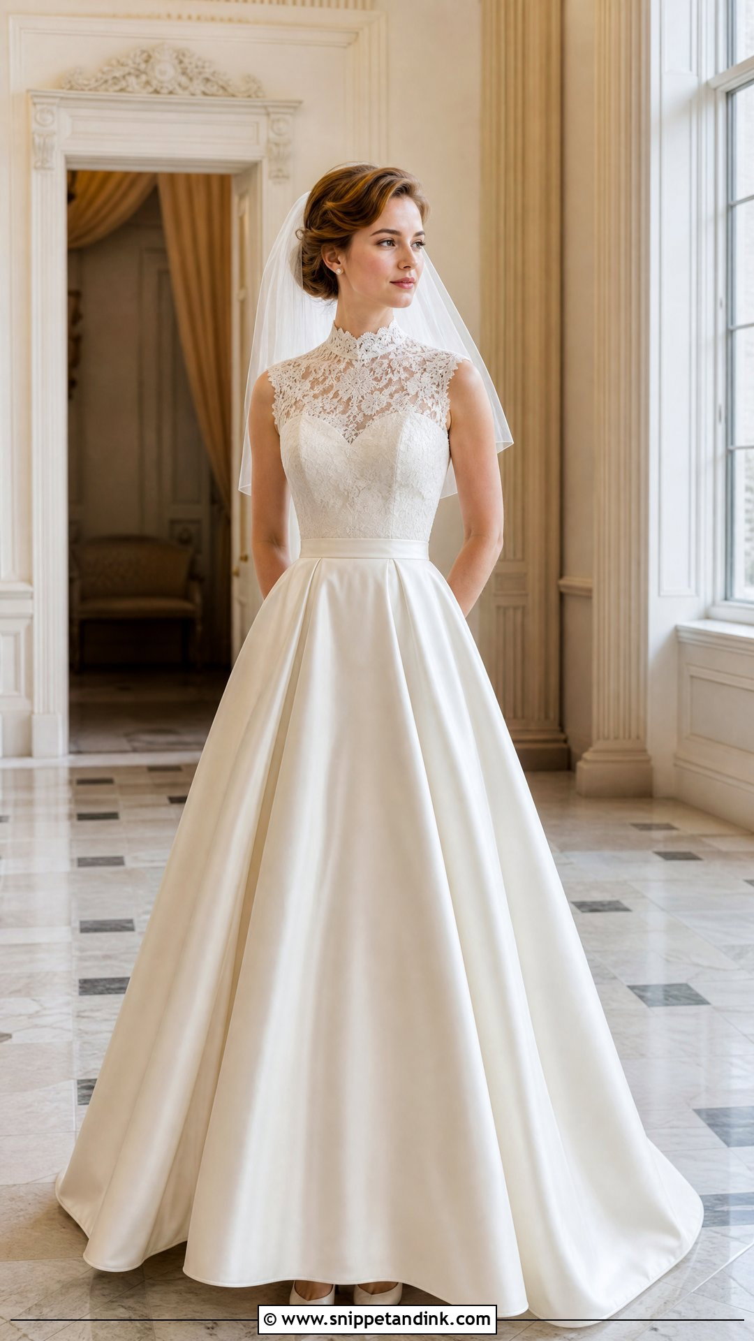 High Neck Vintage 50s Wedding Dress - Snippet and Ink - 20 Vintage 50s Wedding Dresses