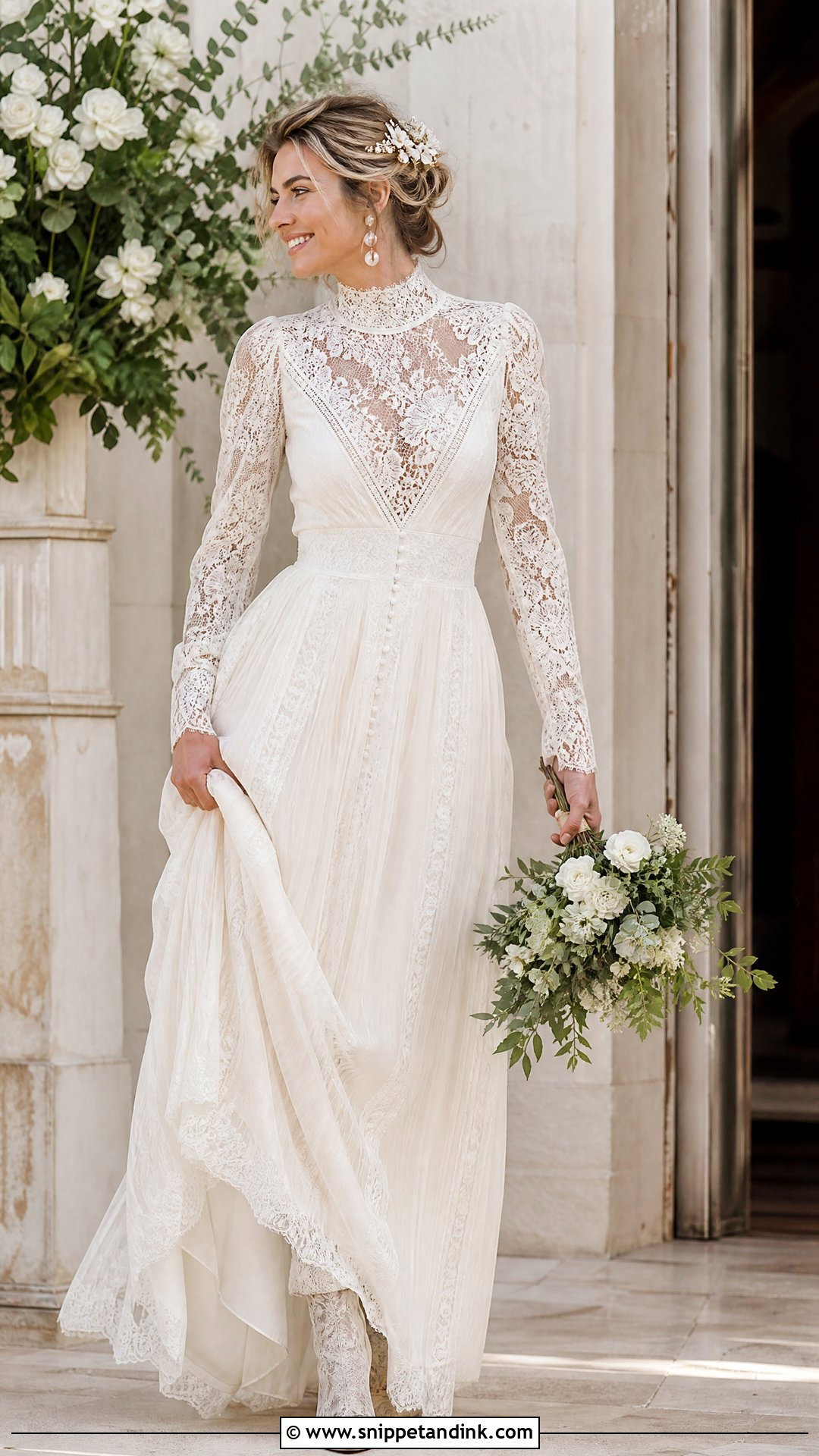 High Neck Vintage Bohemian Lace Wedding Dress - Snippet and Ink - 20 Vintage Bohemian Lace Wedding Dress Ideas