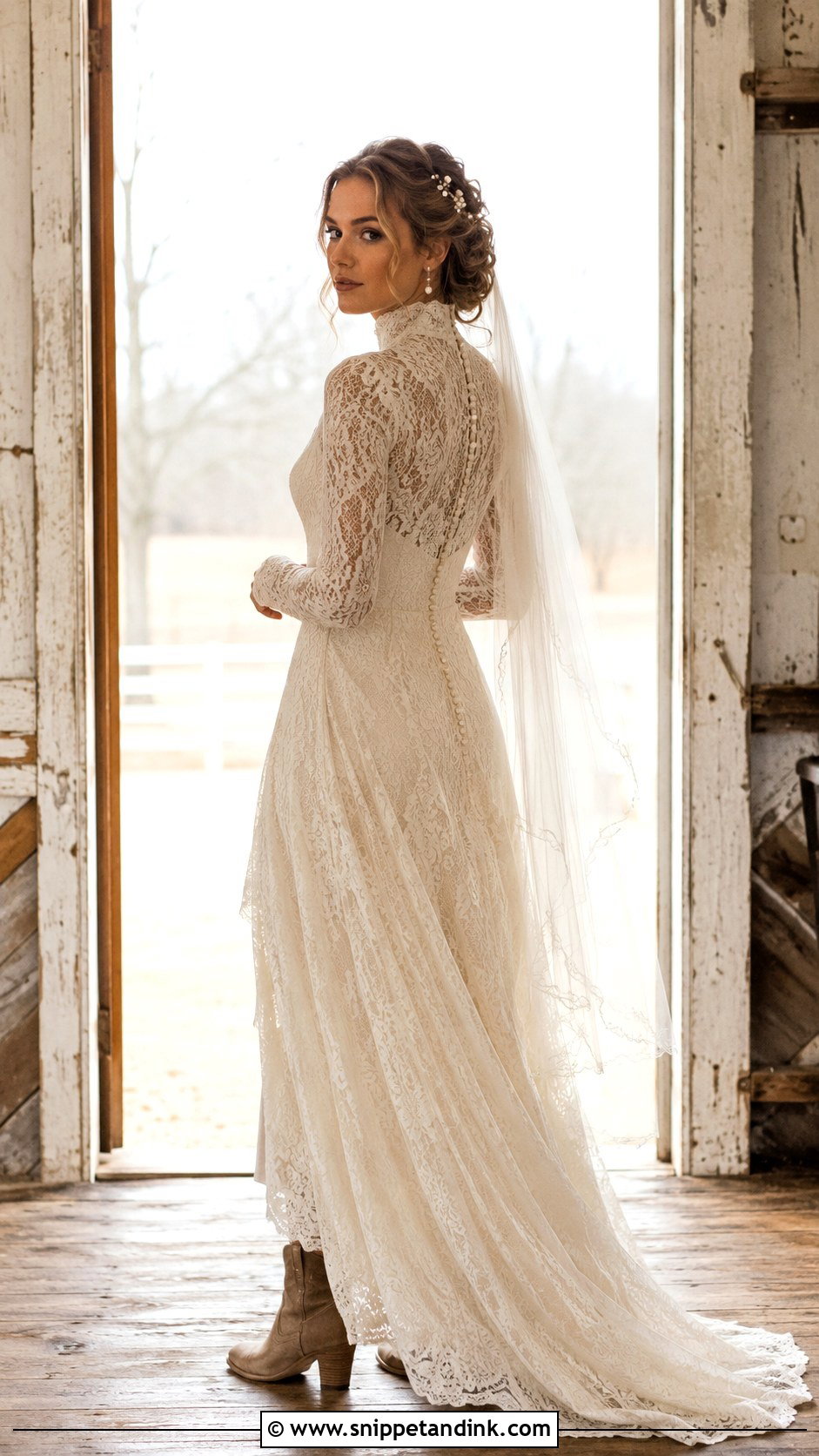 High Neck Vintage Boho Country Wedding Dress - Snippet and Ink - 20 Boho Country Wedding Dress Ideas