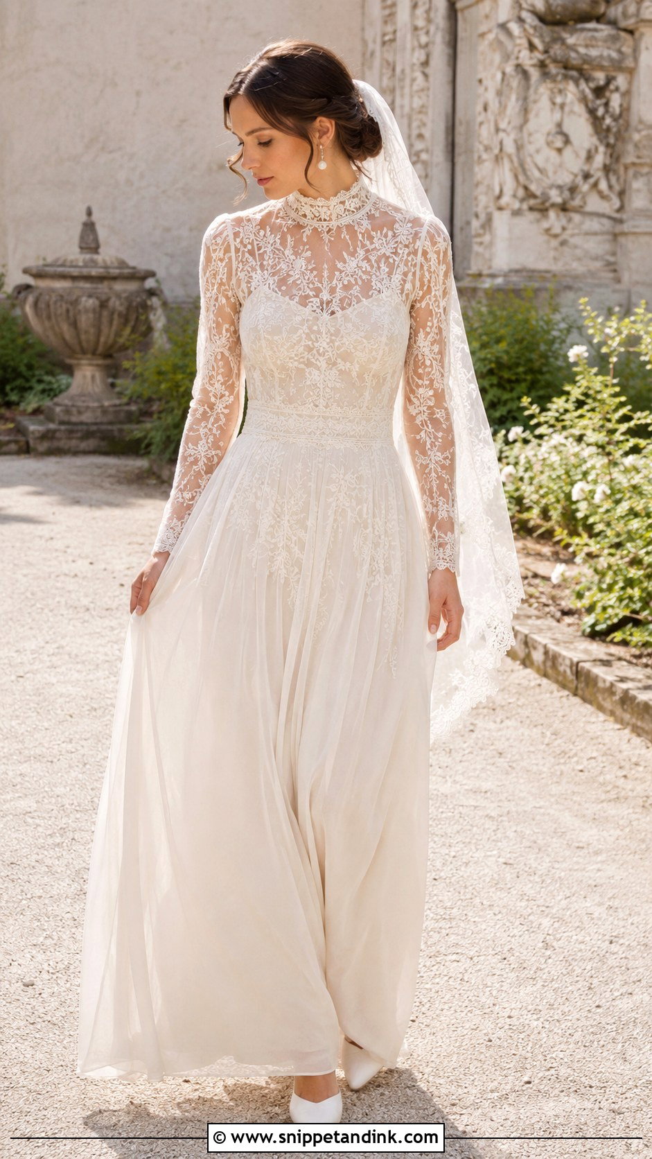 High Neck Vintage Boho Wedding Dress - Snippet and Ink - 20 Boho Chic Wedding Dresses