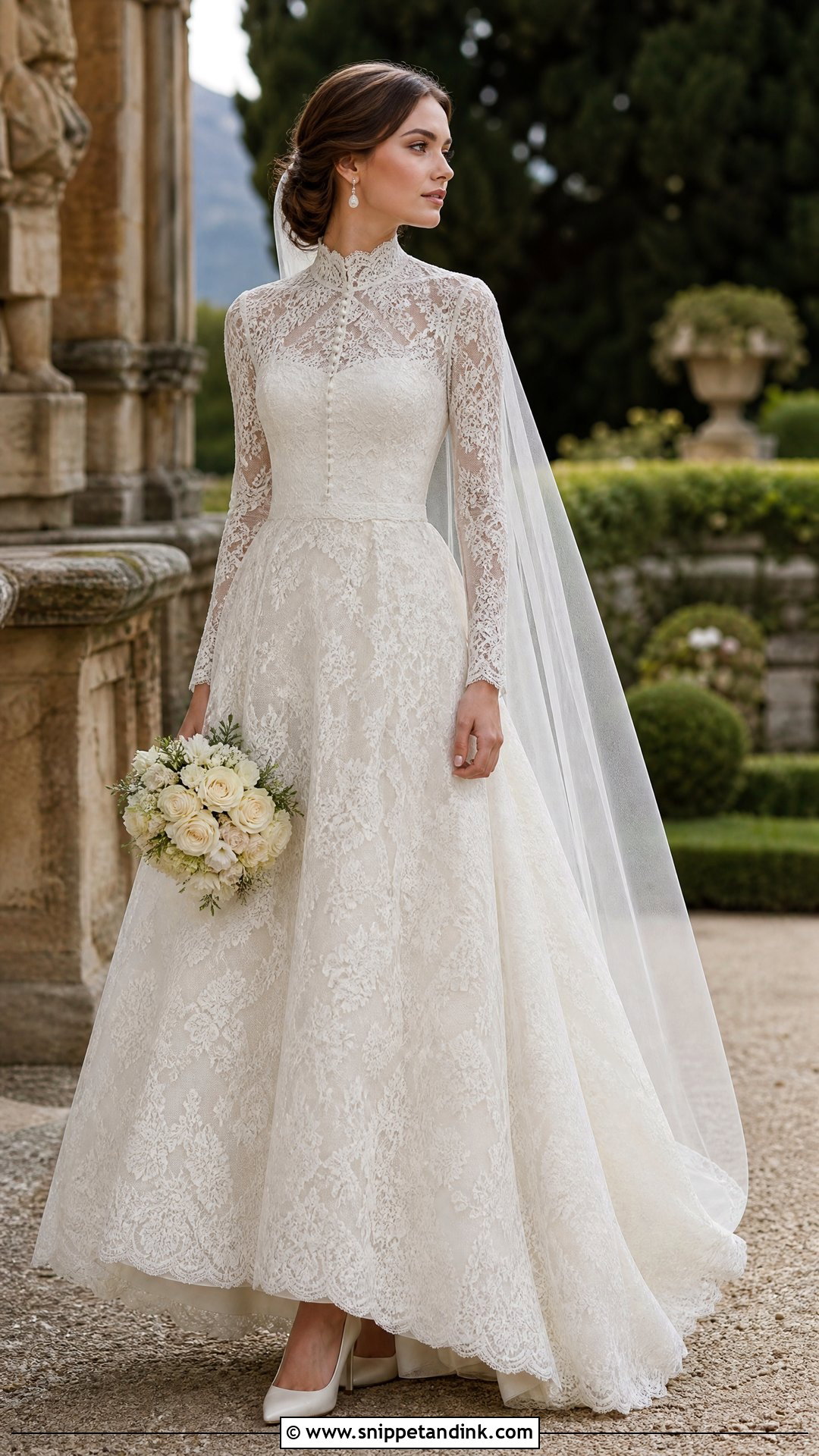 High Neck Vintage Bridal Gown - Snippet and Ink - 20 Vogue Bridal Ideas