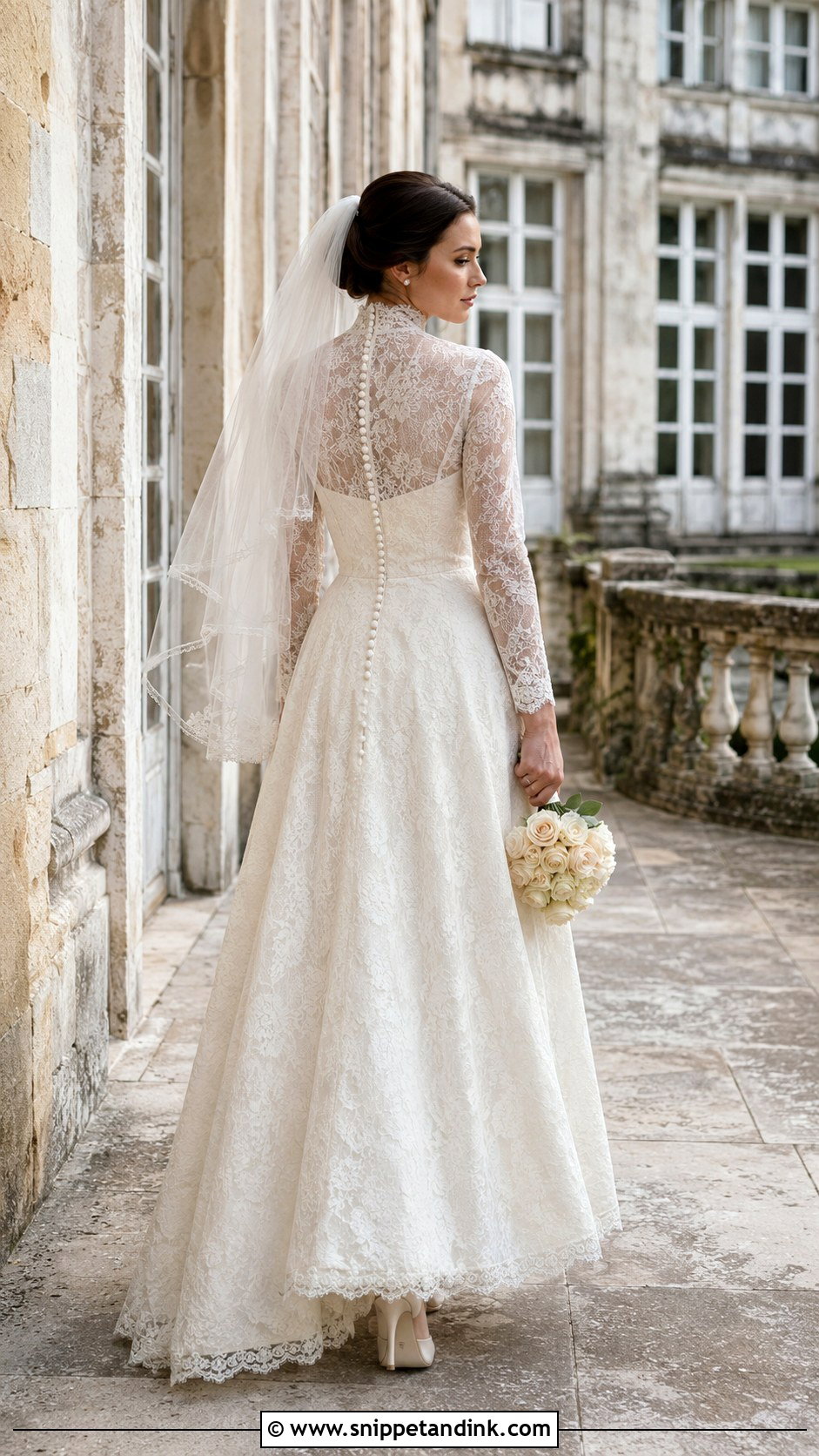 High Neck Vintage Cream Wedding Dress - Snippet and Ink - 20 Cream Wedding Dresses