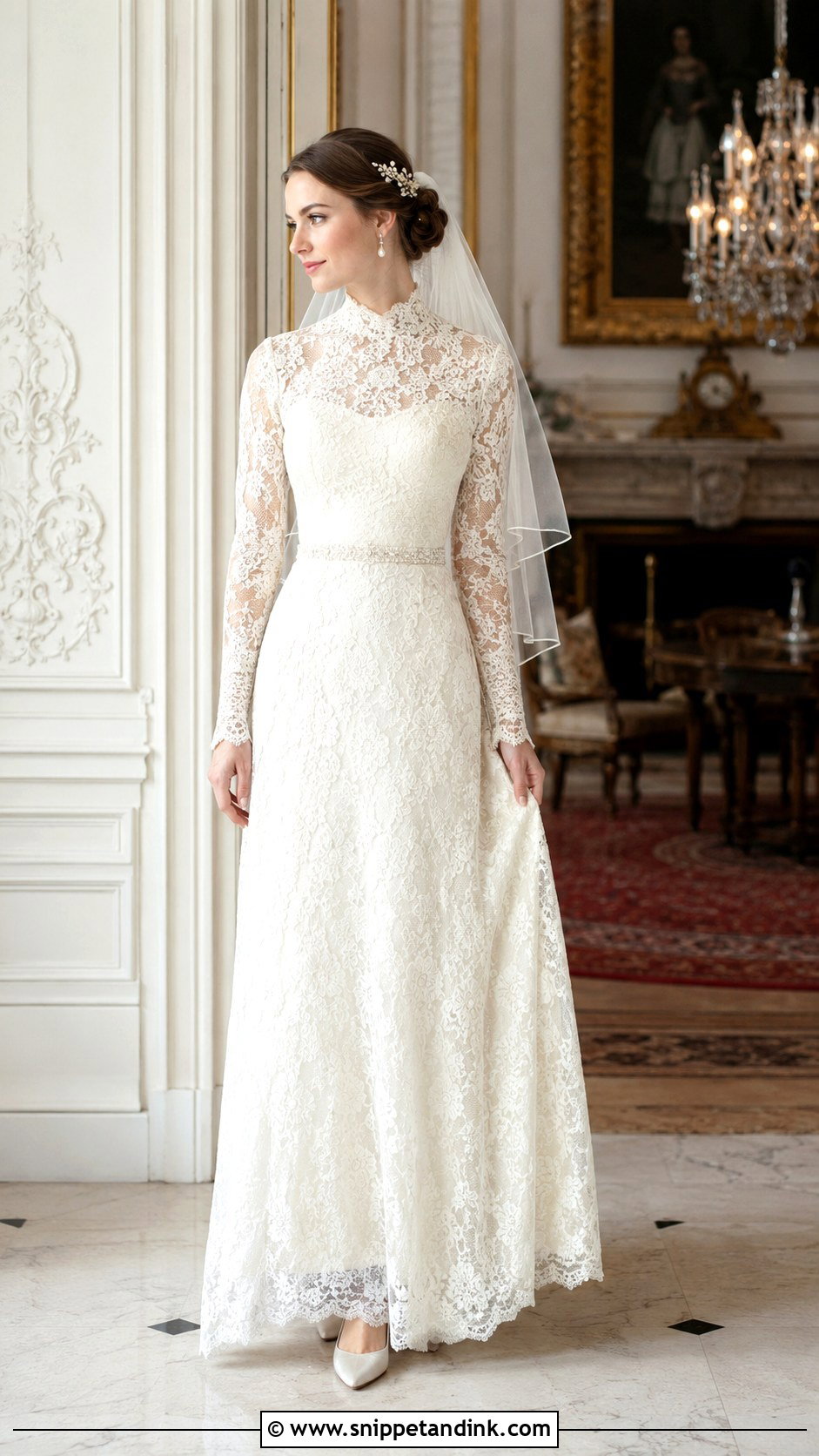 High Neck Vintage Lace Marriage Gown - Snippet and Ink - 20 Marriage Gown Ideas