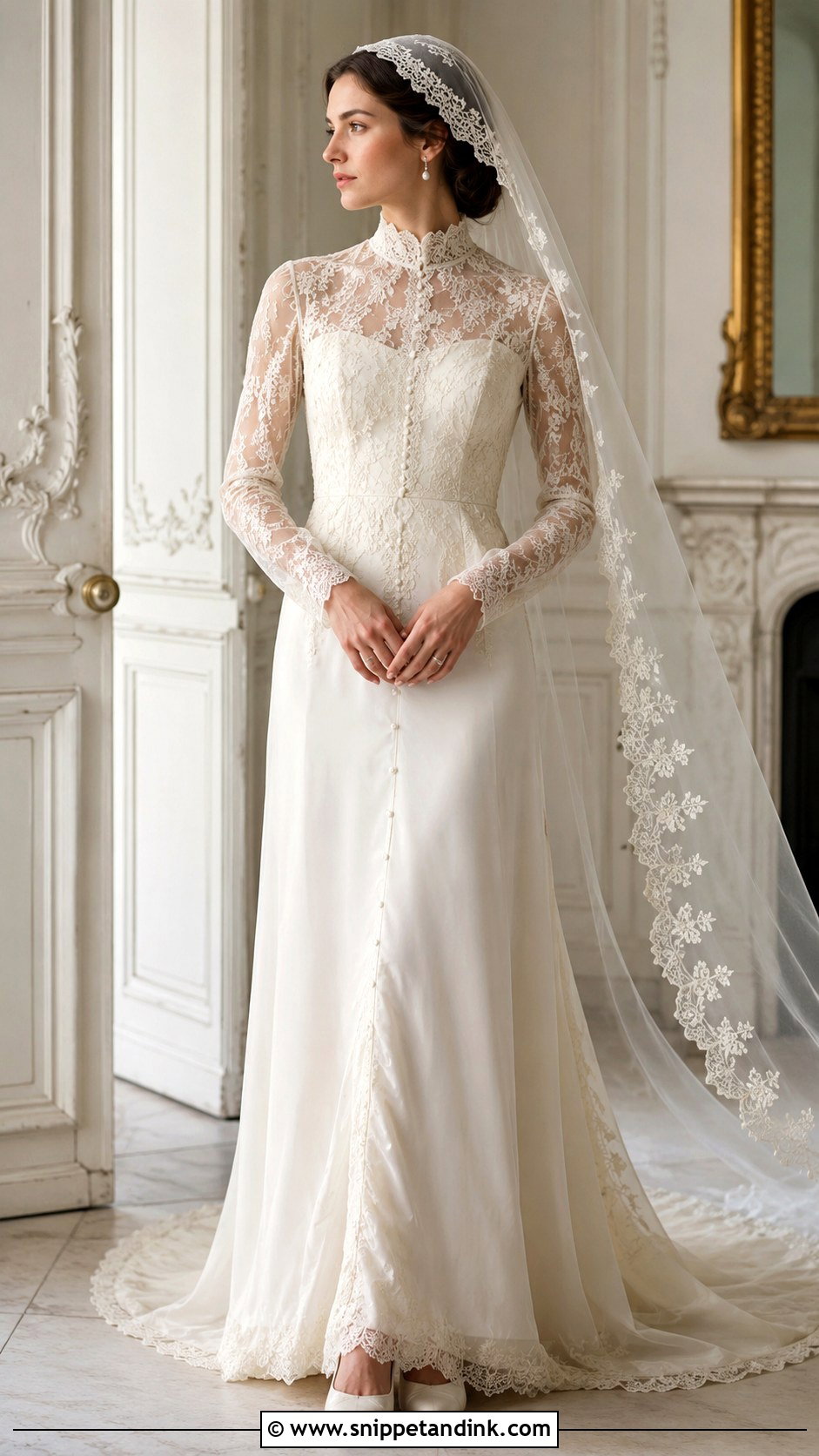 High Neck Vintage Lace Wedding Dress - Snippet and Ink - 20 Lace Bride Dress Ideas