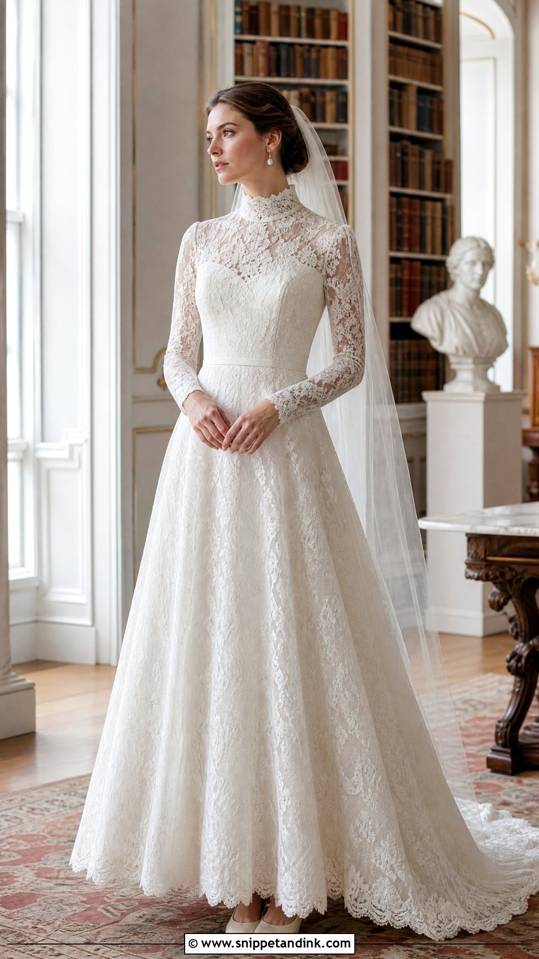 High Neck Vintage Lace Wedding Gown - Snippet and Ink - 20 Wedding Gown 2025 Ideas