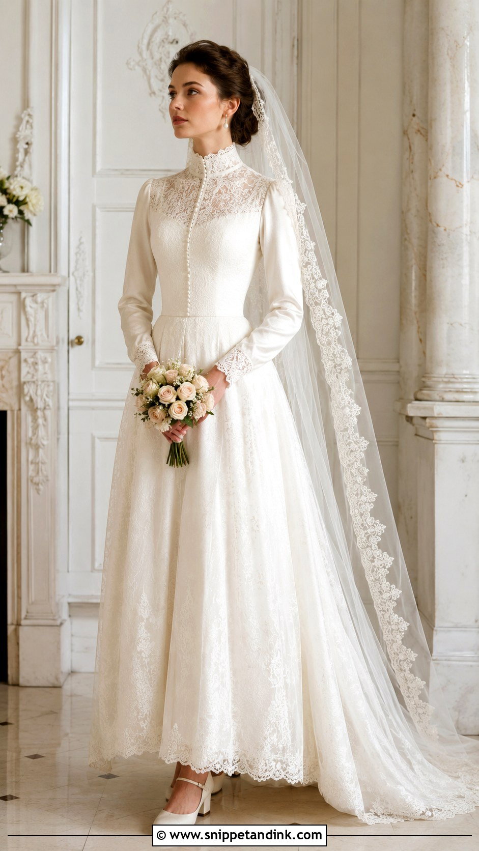 High Neck Vintage Wedding Dress With Sleeves - Snippet and Ink - 25 High Neck Wedding Dress with Sleeves
