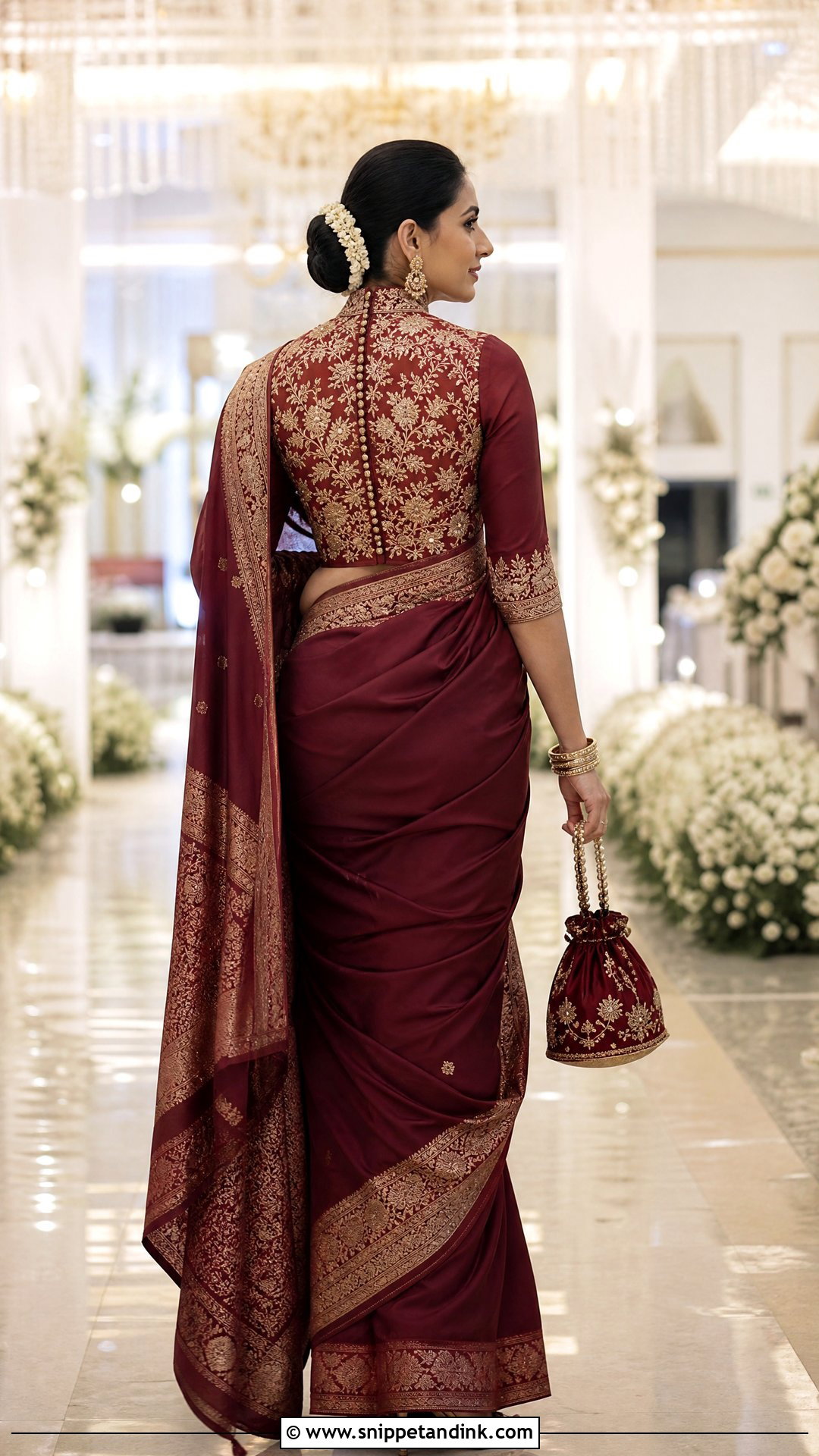 High Neck Wedding Blouse Back Design - Snippet and Ink - 20 Wedding Blouse Back Designs