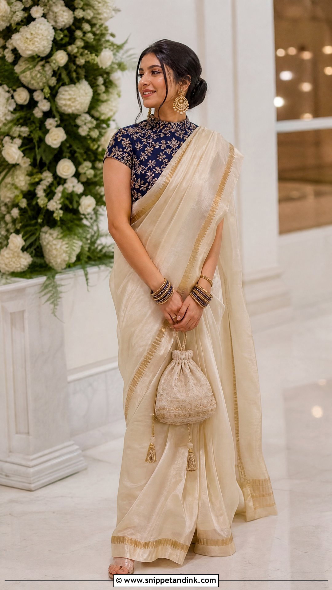 High Neck Wedding Blouse With Silk Saree - Snippet and Ink - 20 Wedding Blouses Ideas
