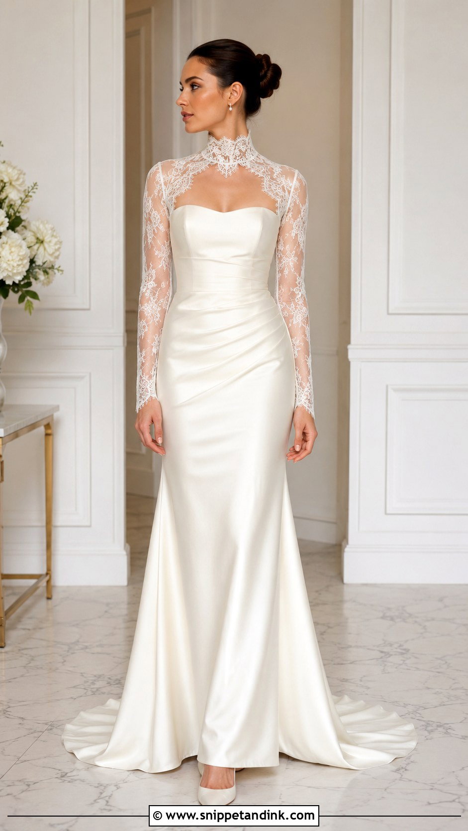 High Neck Wedding Bolero With Strapless Gown - Snippet and Ink - 25 Wedding Bolero Ideas