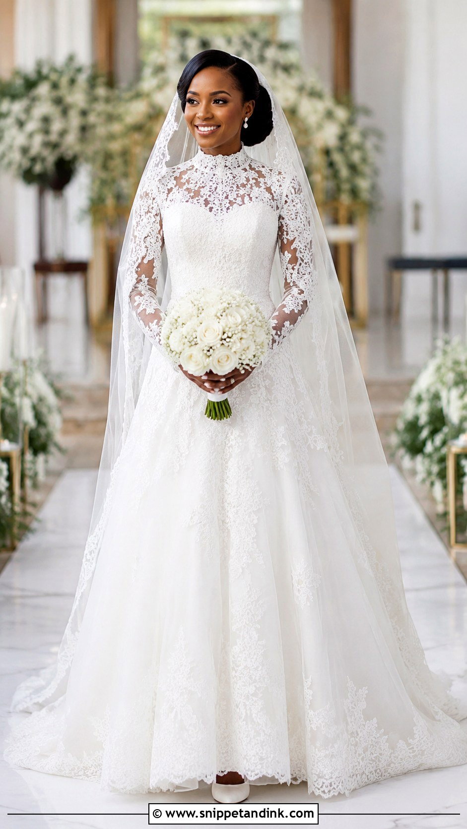 High Neck Wedding Dress - Snippet and Ink - 20 Best Lady Wedding Dresses in Nigeria