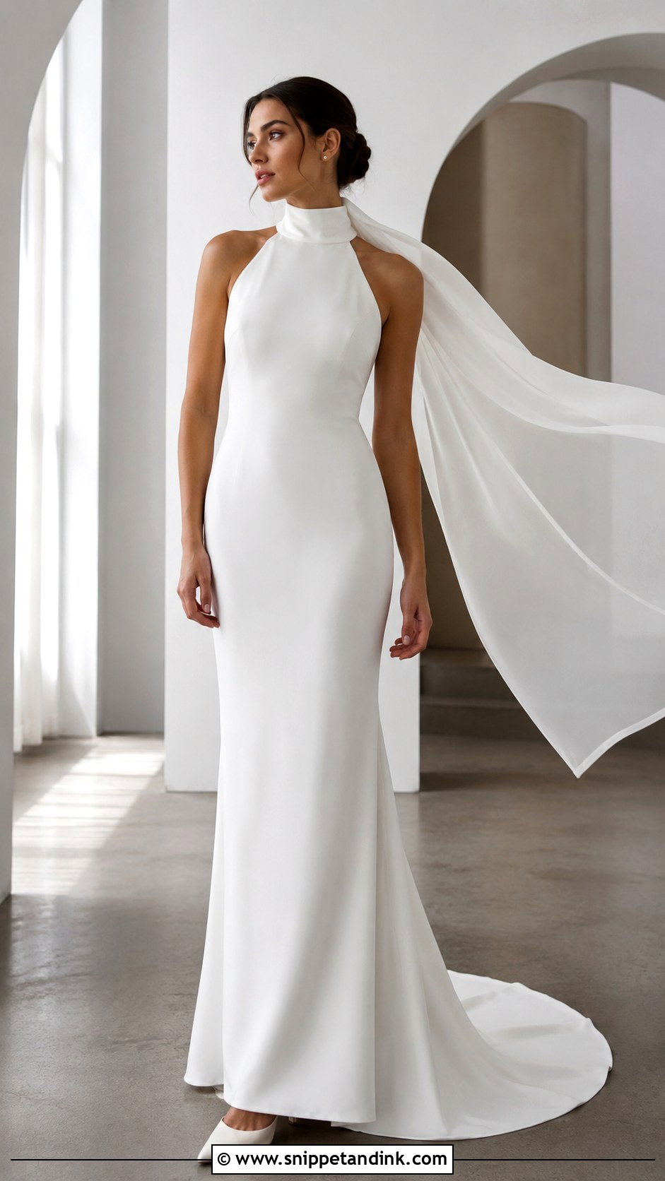 High Neck Wedding Dress - Snippet and Ink - 20 Minimal Wedding Dresses