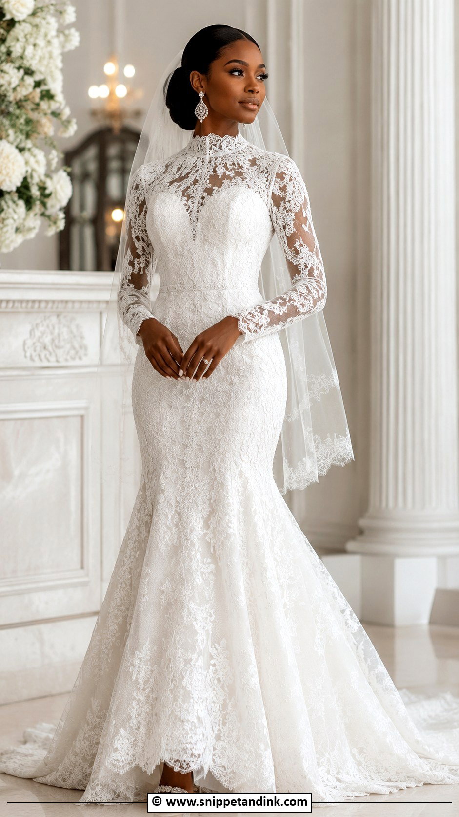 High Neck Wedding Dress - Snippet and Ink - 30 Wedding Dresses Black Women