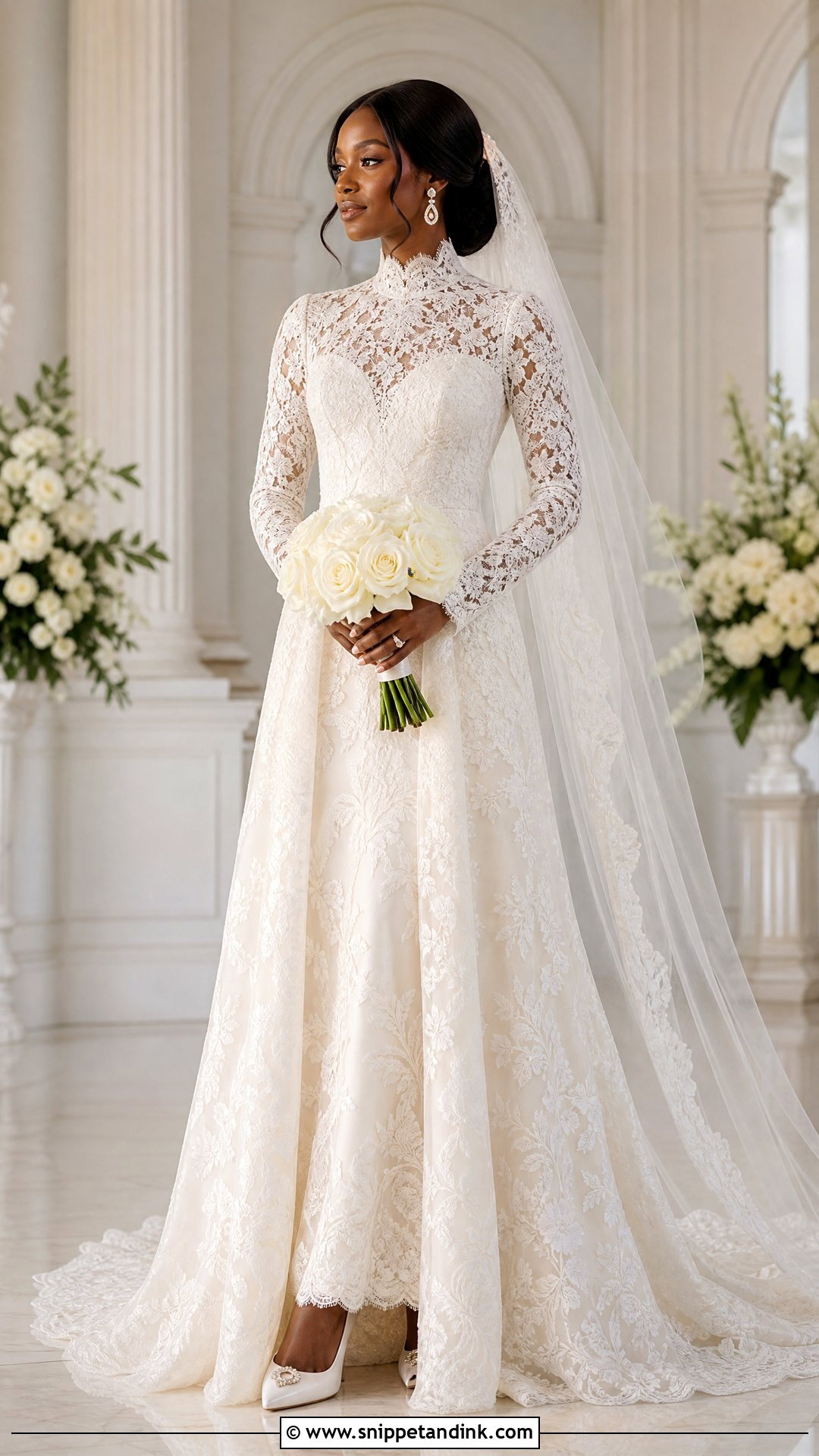 High Neck Wedding Dress - Snippet and Ink - 25 Black People Wedding Dresses