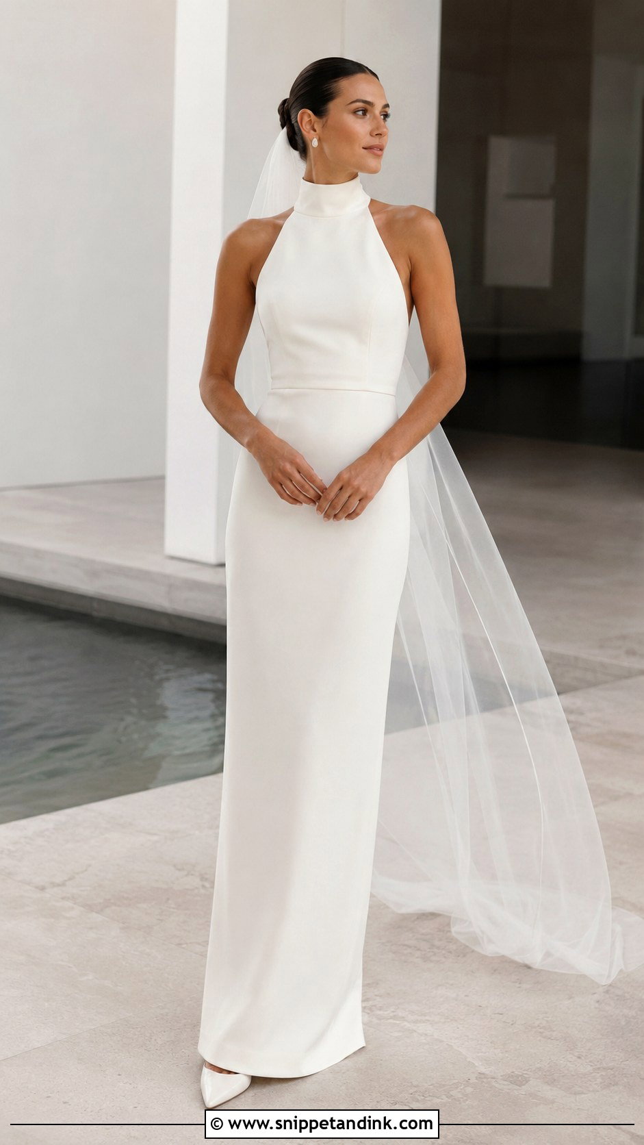 High Neck Wedding Dress - Snippet and Ink - 20 Modern Minimalist Wedding Dress Ideas
