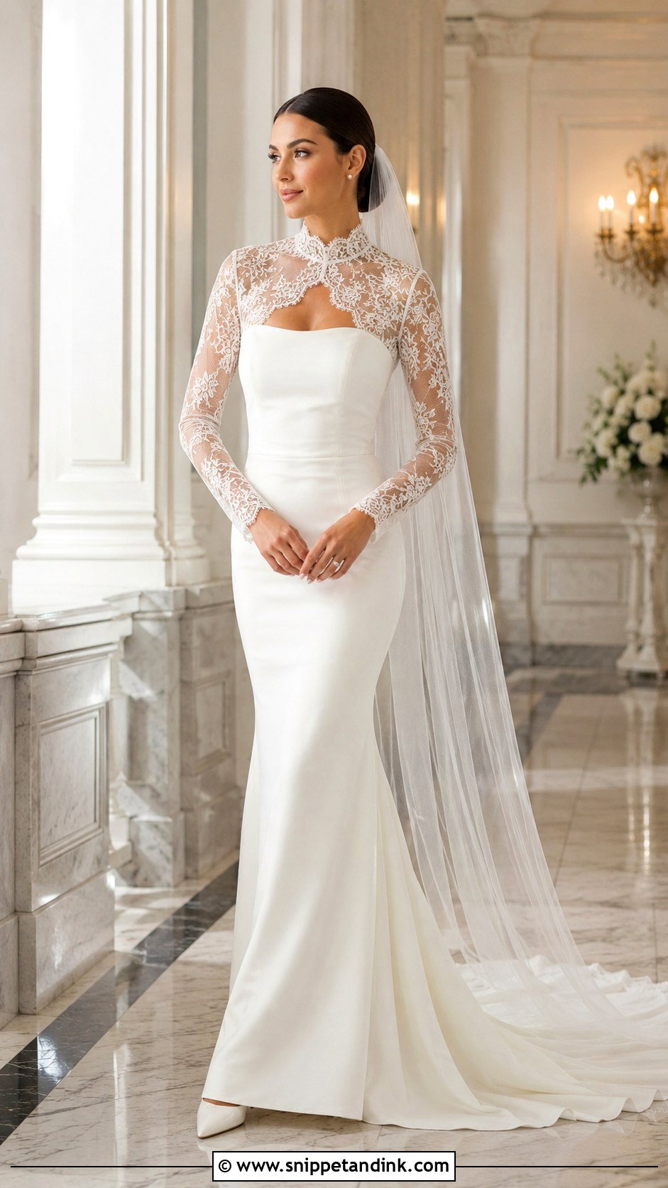 High Neck Wedding Dress Jacket - Snippet and Ink - 25 Wedding Dress Jacket Ideas